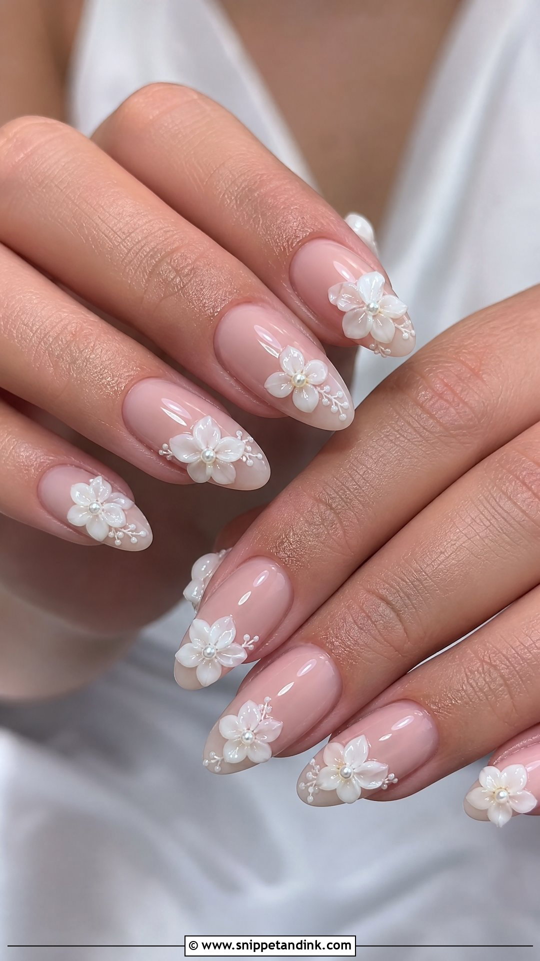 3D Flower Bridal Nails - Snippet and Ink - 35 Bridal Nails Designs