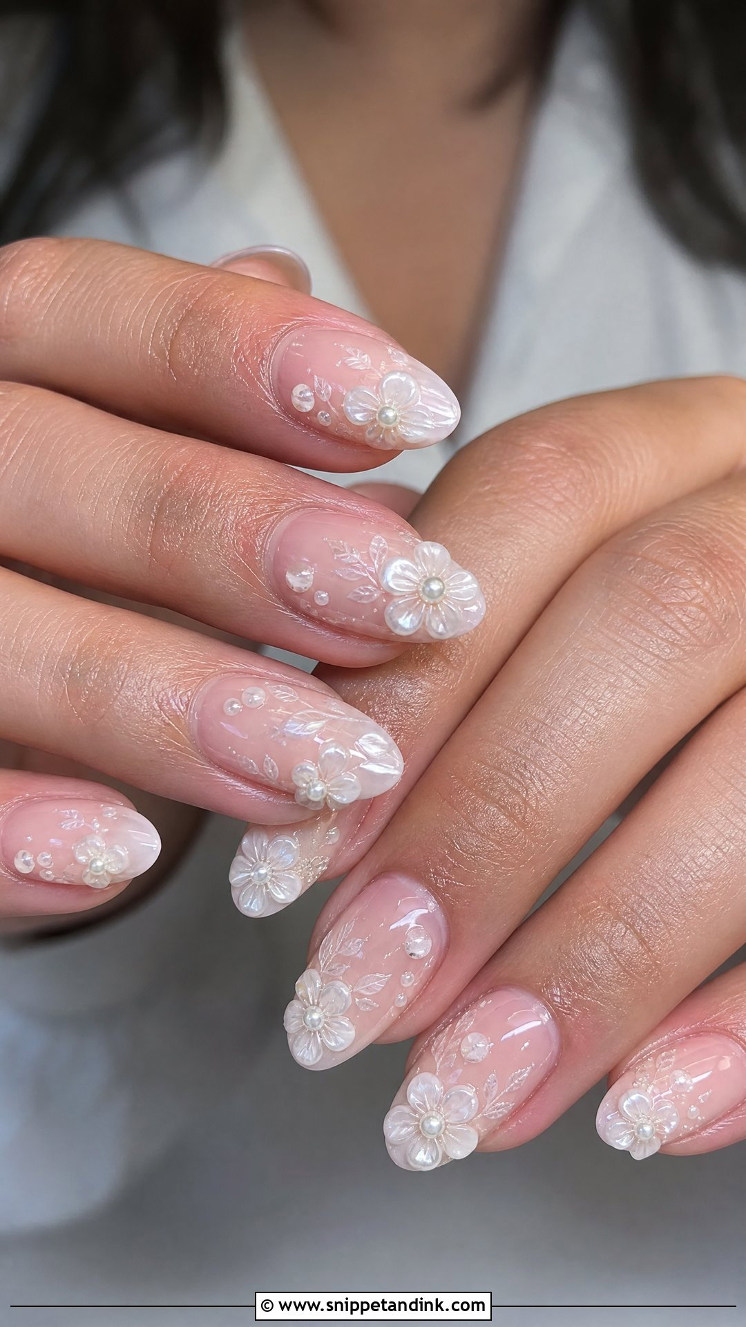 3D Flower Bridal Nails - Snippet and Ink - 25 Bridal Nails Ideas