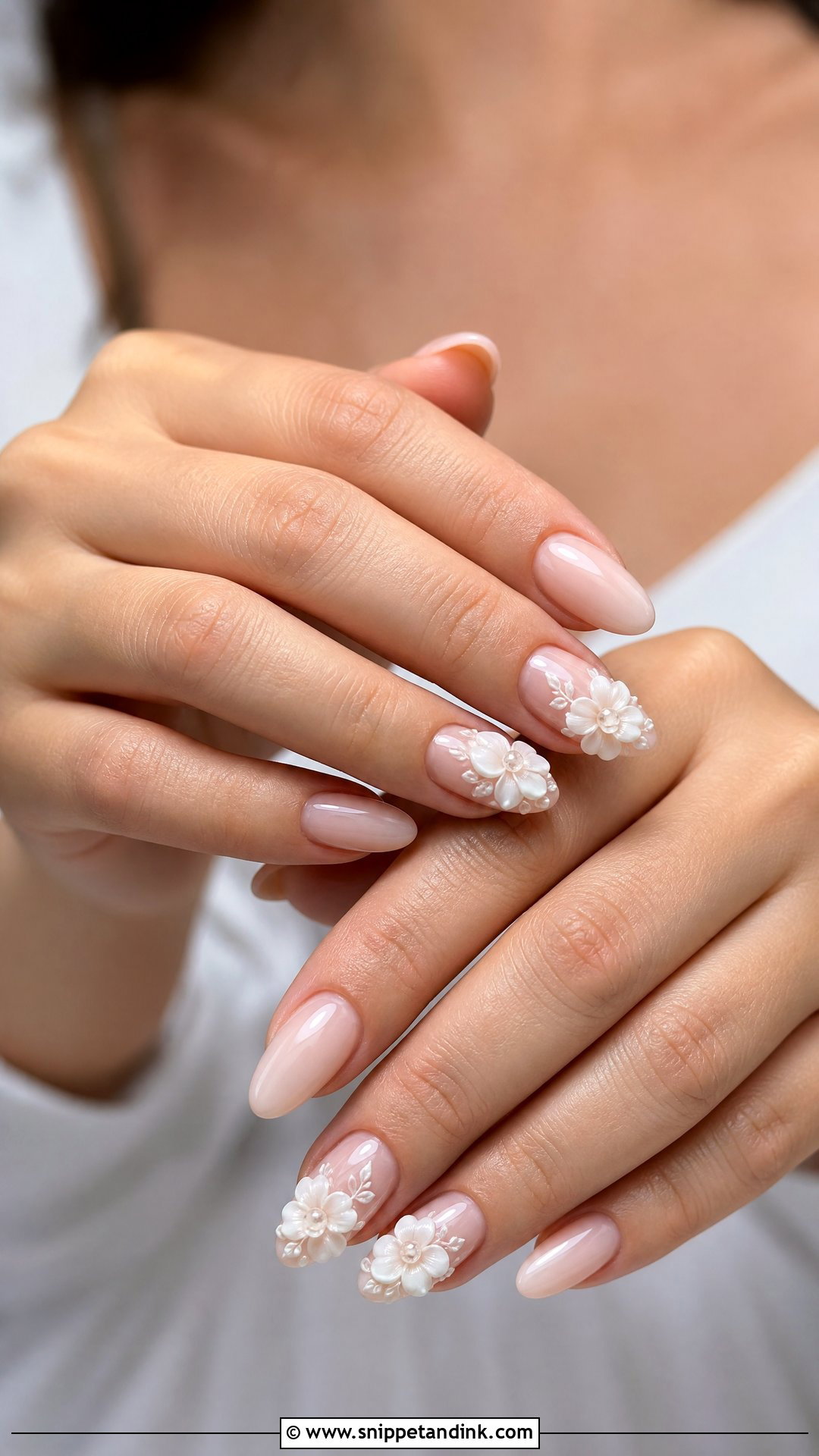 3D Flower Bridal Nails - Snippet and Ink - 25 Wedding Nail Art for Bride Ideas