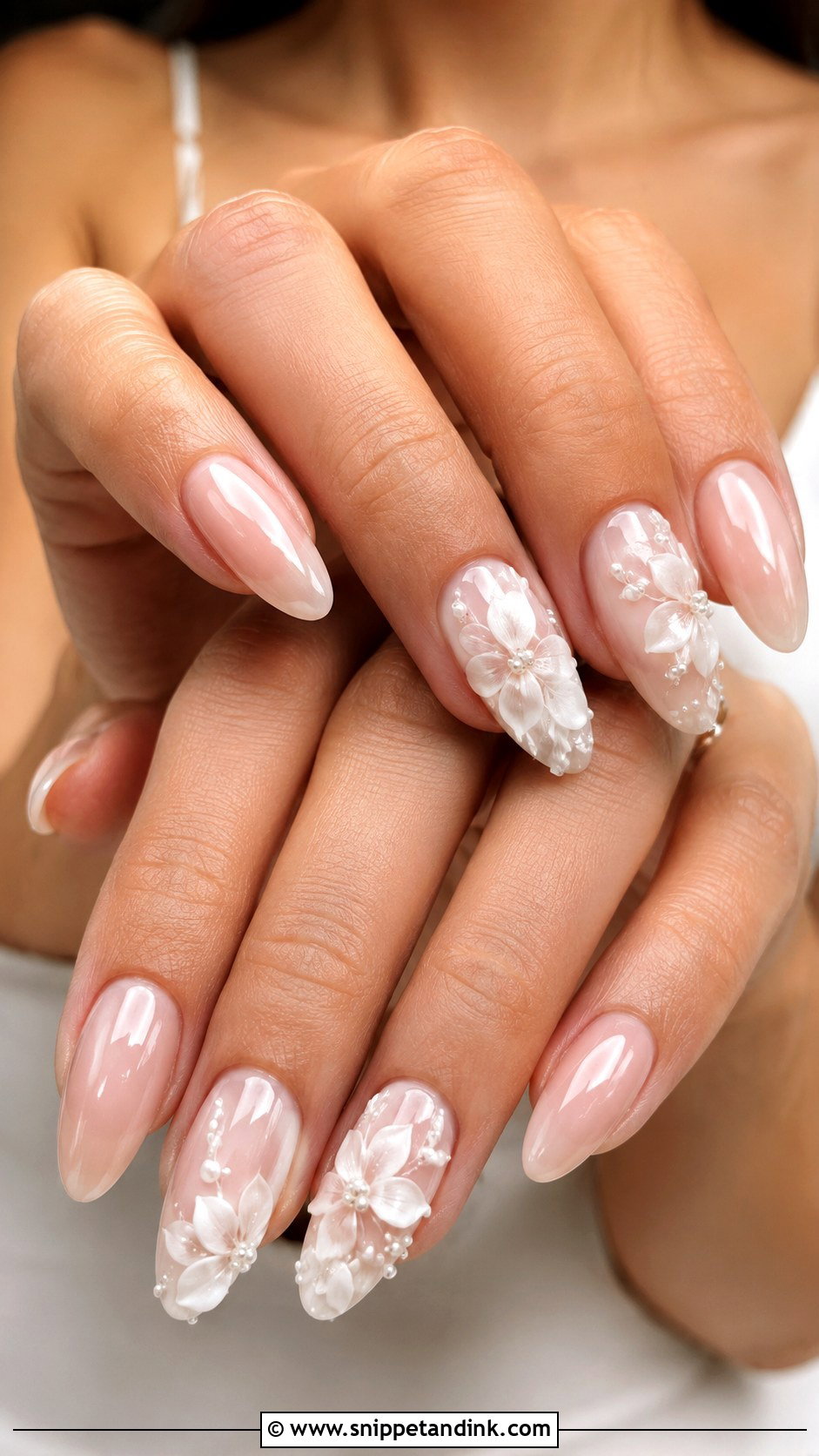 3D Flower Bridal Nails - Snippet and Ink - 30 Bridal Nail Art Designs Wedding Day