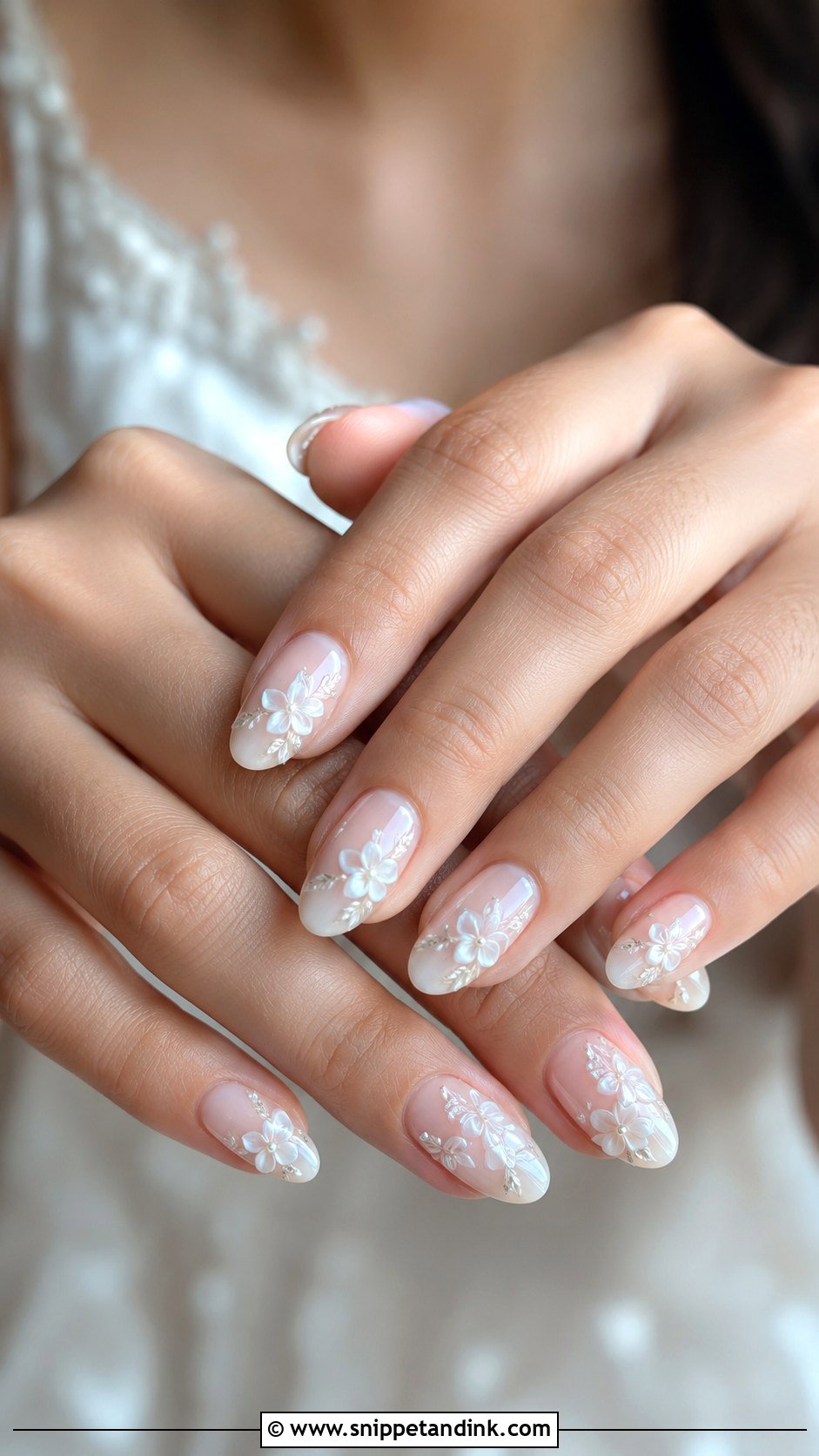 3D Flower Bridal Nails - Snippet and Ink - 30 Bridal Nail Ideas