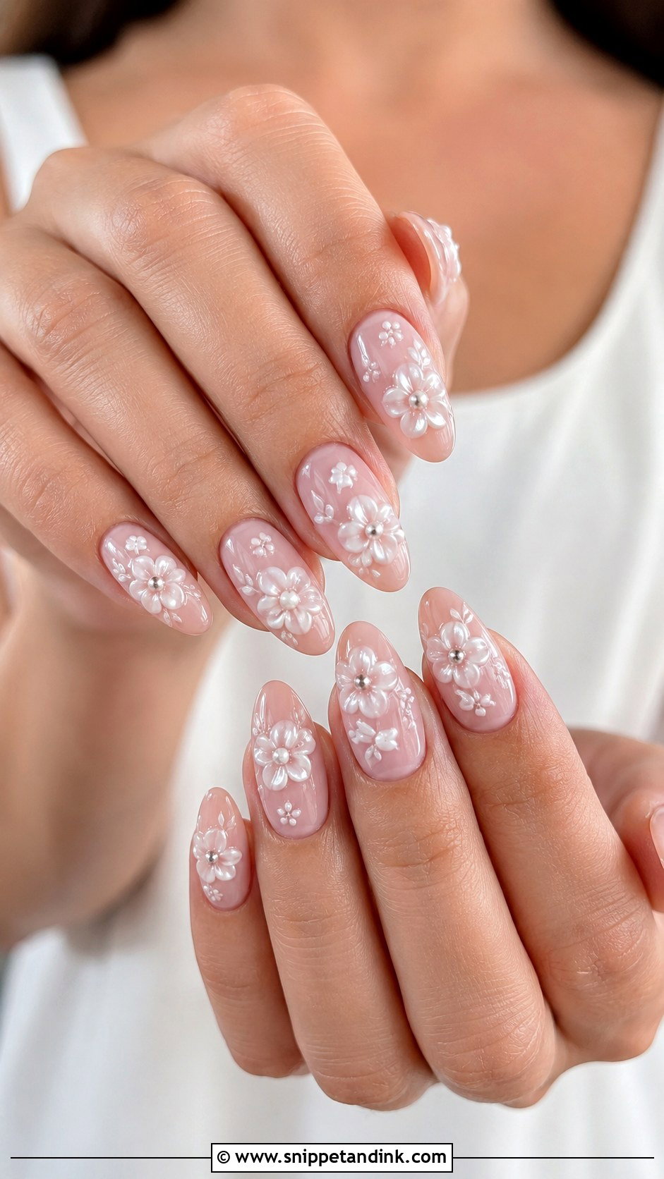 3D Flower Bridal Nails - Snippet and Ink - 20 Bridal Nail Design Ideas