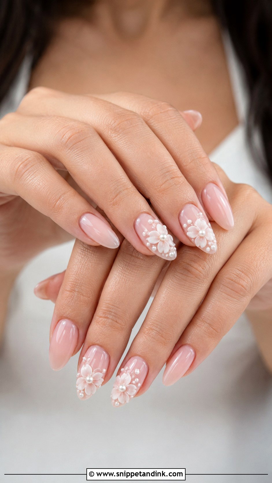 3D Flower Bride Nail Extensions - Snippet and Ink - 20 Bride Nail Extension Designs