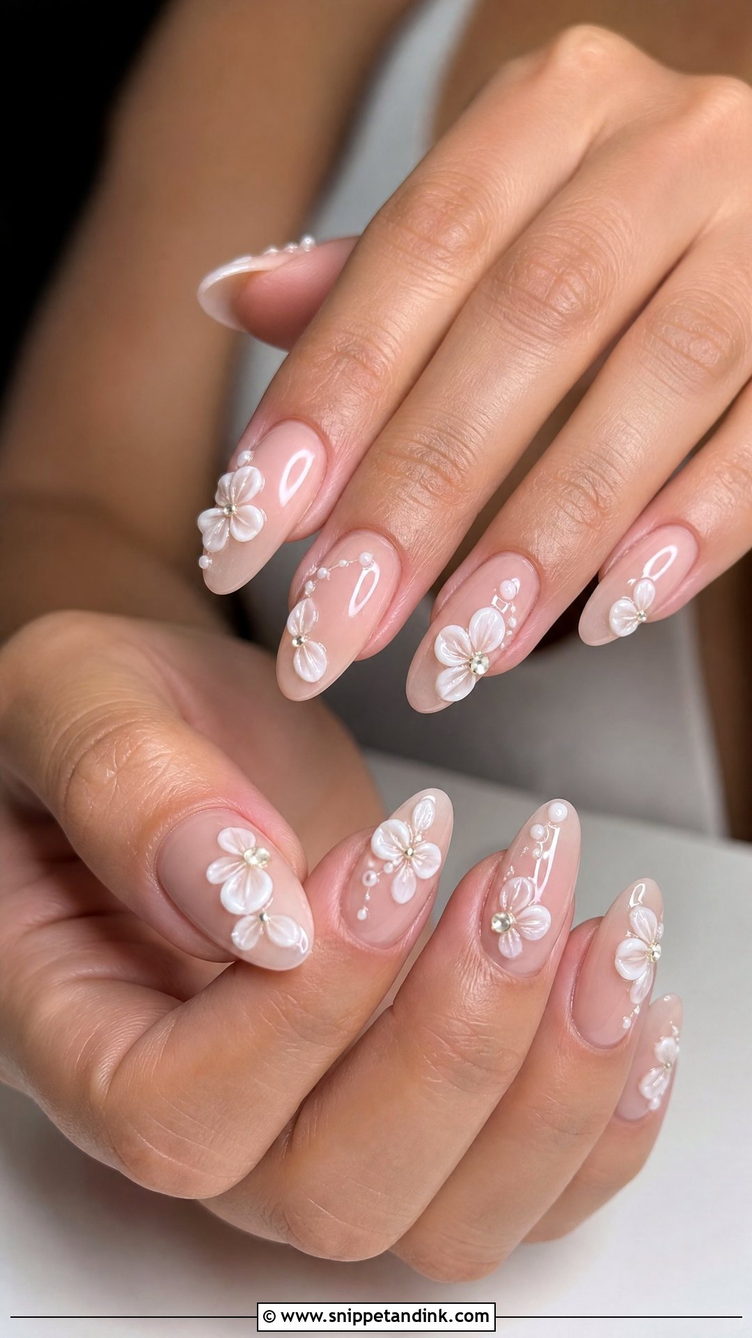 3D Flower Bride Nails - Snippet and Ink - 35 Bride Nails