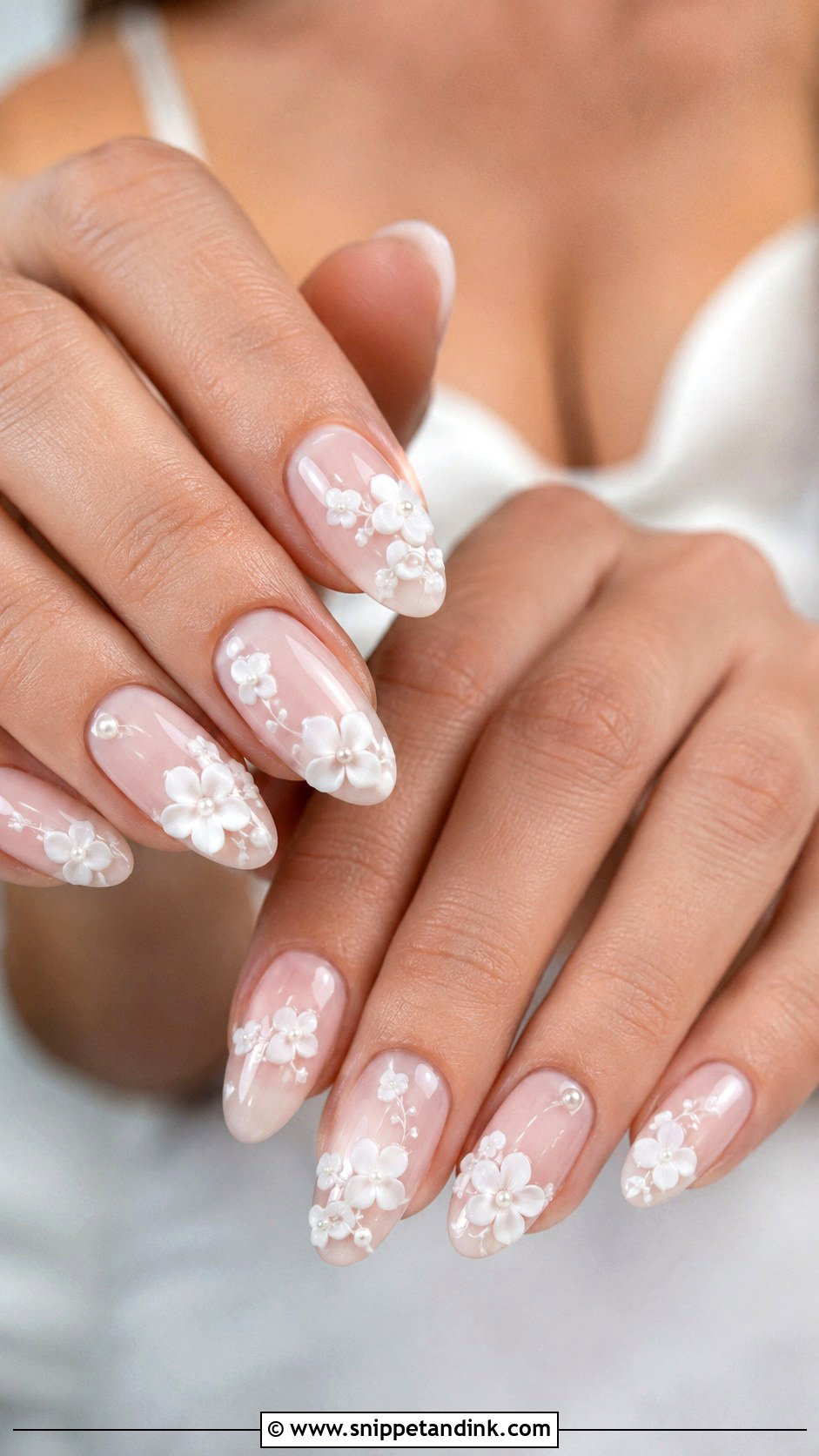 3D Flower Bride Wedding Nails - Snippet and Ink - 30 Bride's Nails Wedding