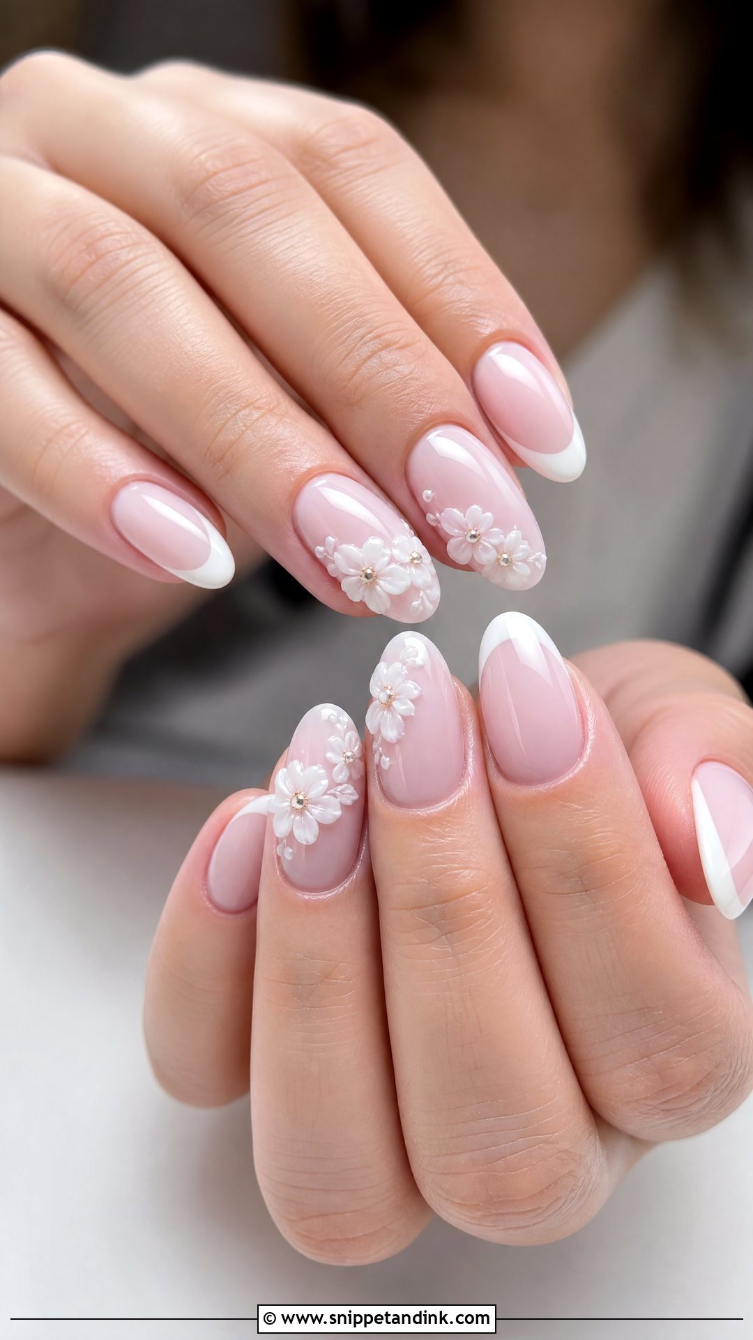 3D Flower French Tip Wedding Nails - Snippet and Ink - 25 French Tip Wedding Nails for Bride