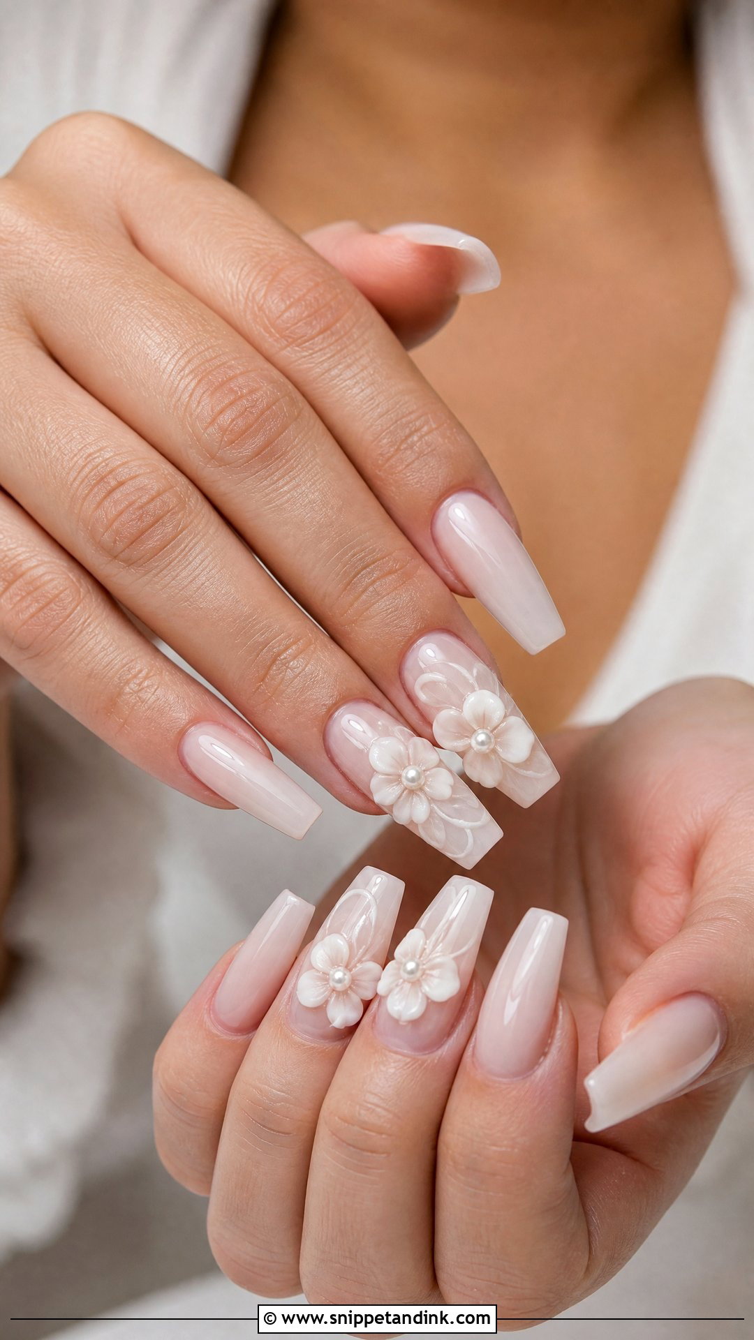 3D Flower Wedding Acrylic Nails - Snippet and Ink - 25 Wedding Acrylic Nails