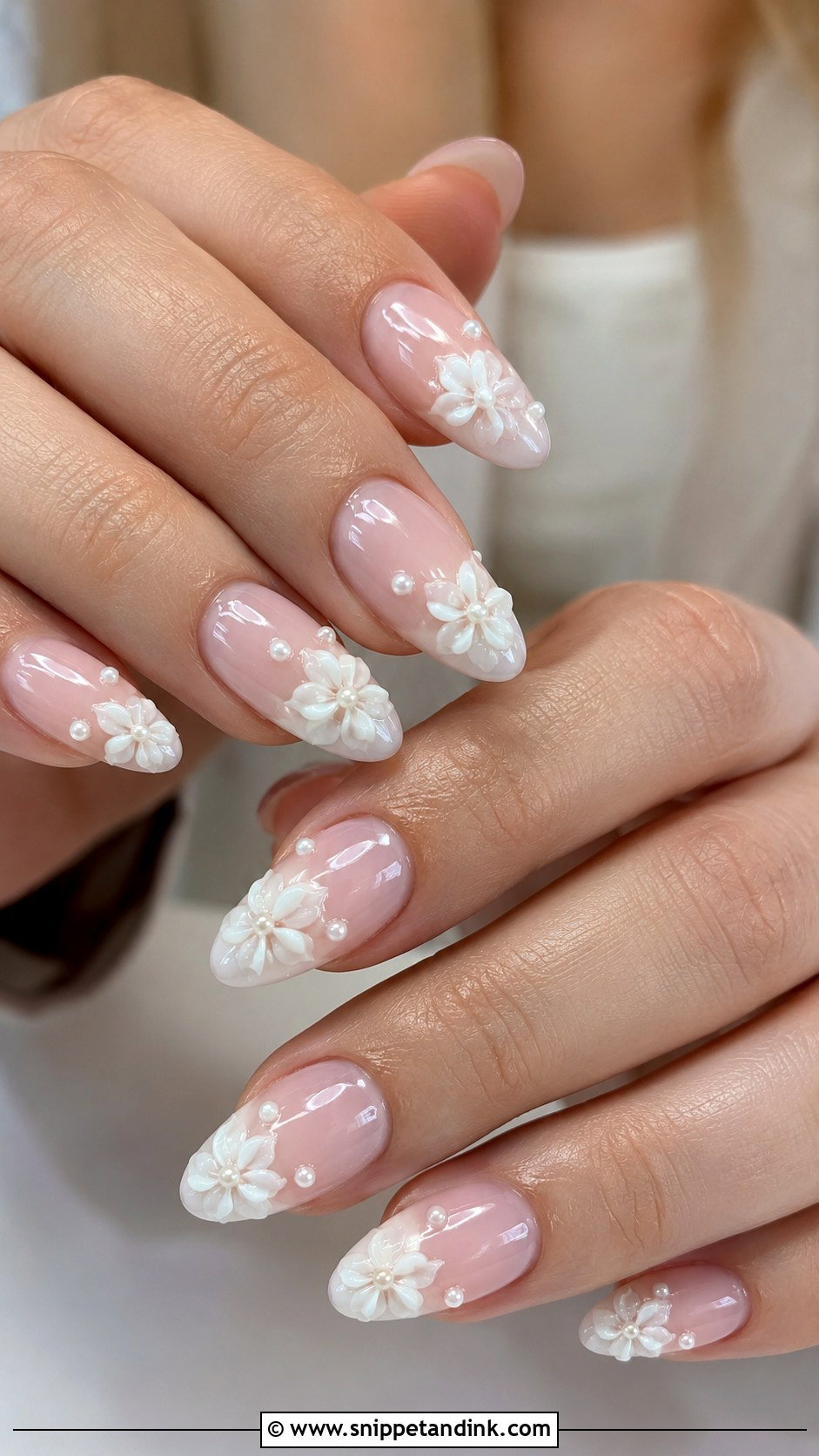 3D Flower Wedding Nails - Snippet and Ink - 30 Best Wedding Nails Brides