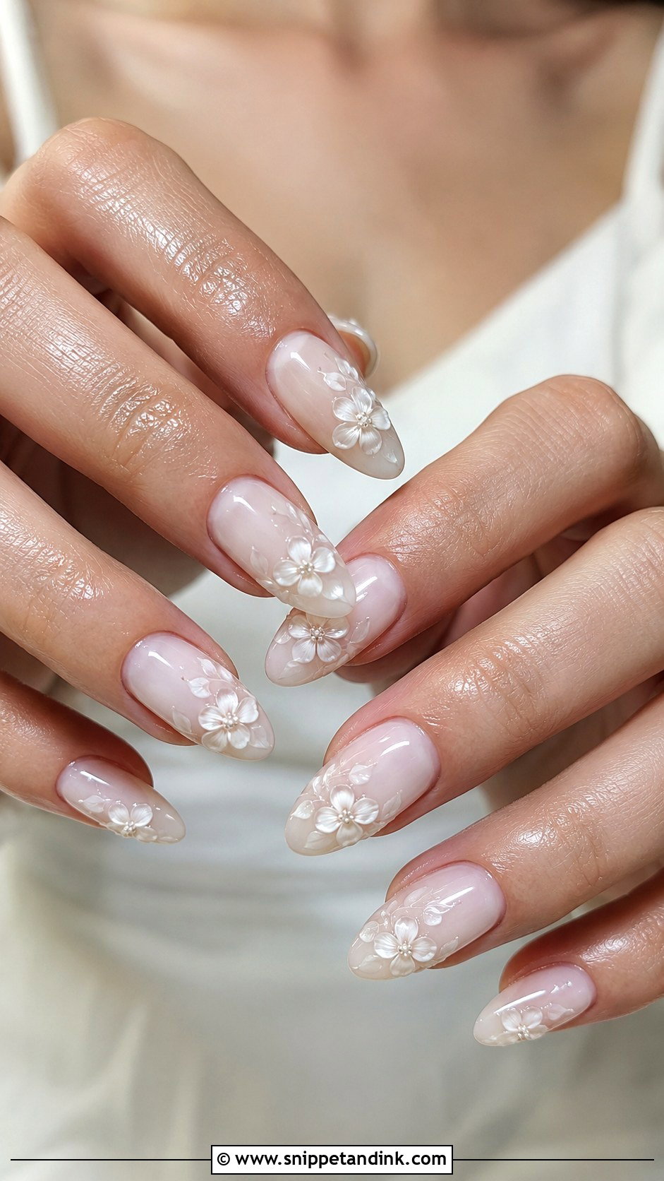3D Flower Wedding Nails - Snippet and Ink - 30 Wedding Day Nails for Bride