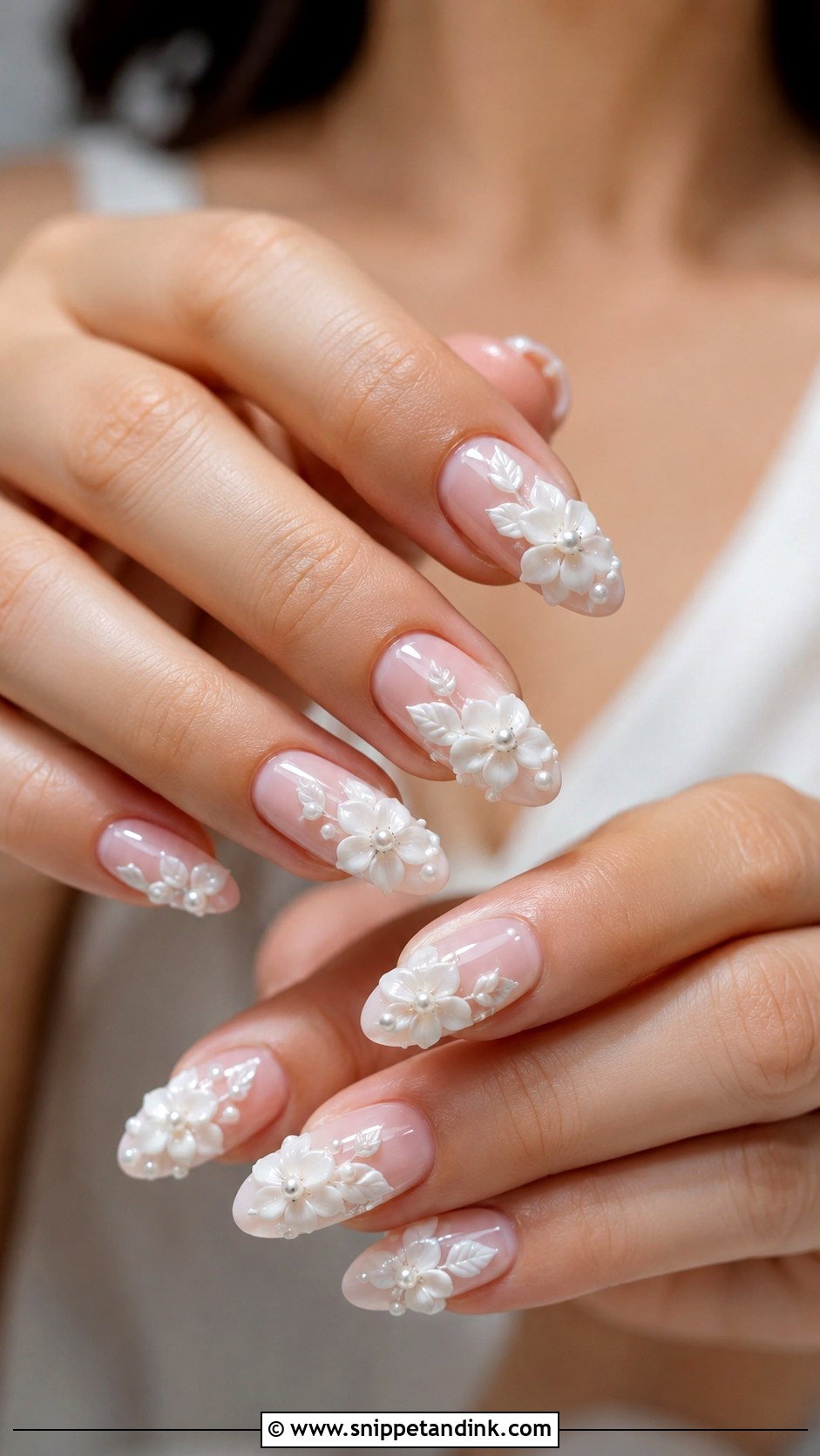 3D Flower Wedding Nails - Snippet and Ink - 30 Wedding Nail Art Design for Bride Ideas