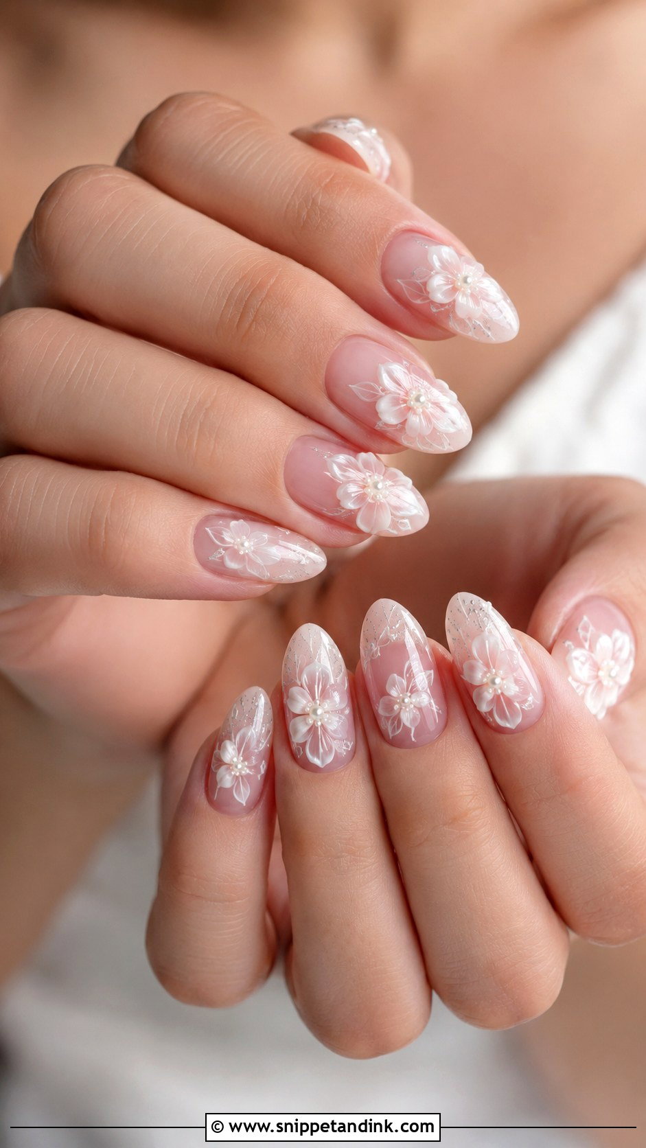 3D Flower Wedding Nails - Snippet and Ink - 30 Wedding Nails Ideas