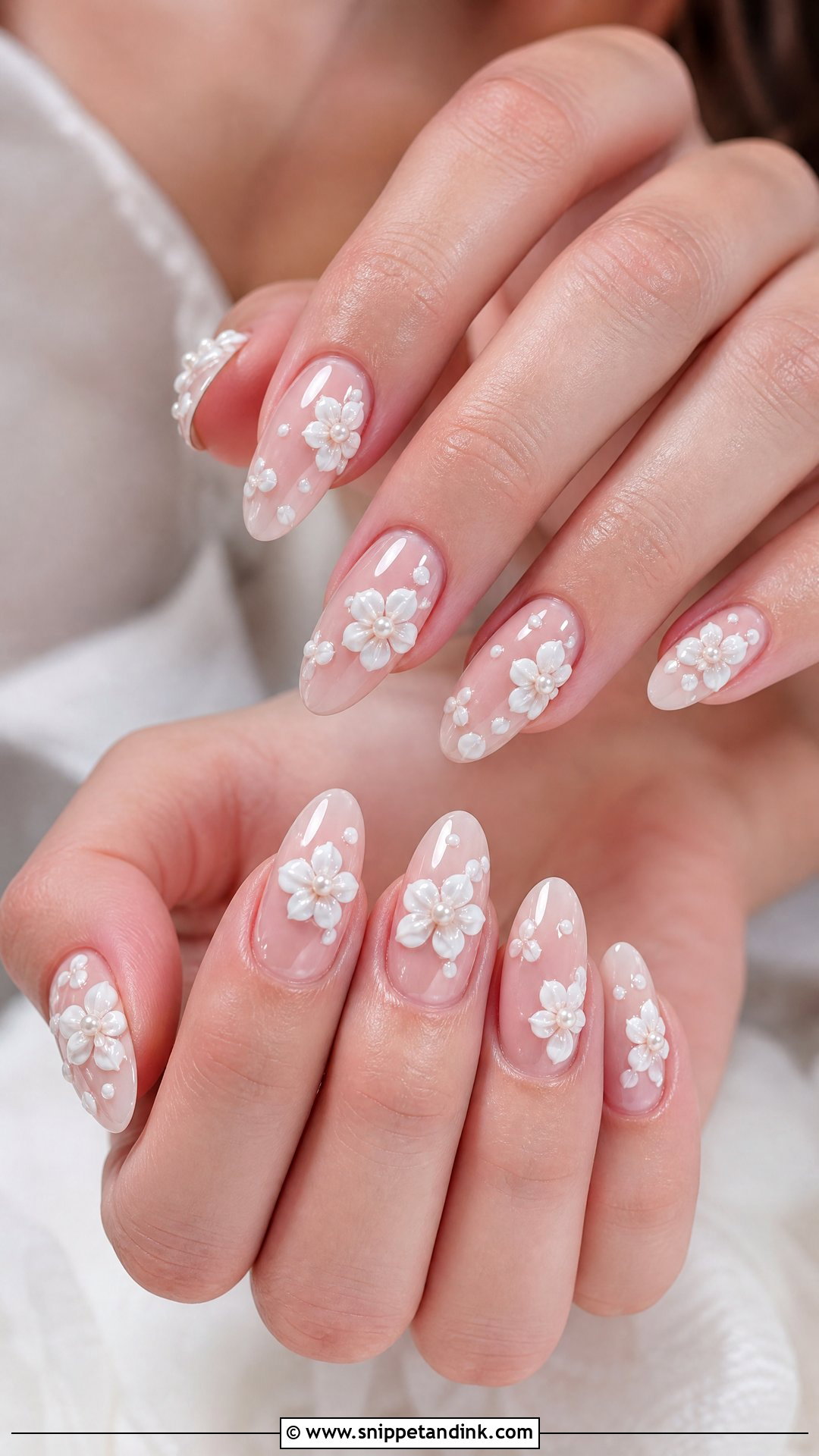3D Flower Wedding Nails - Snippet and Ink - 35 Nails for Wedding