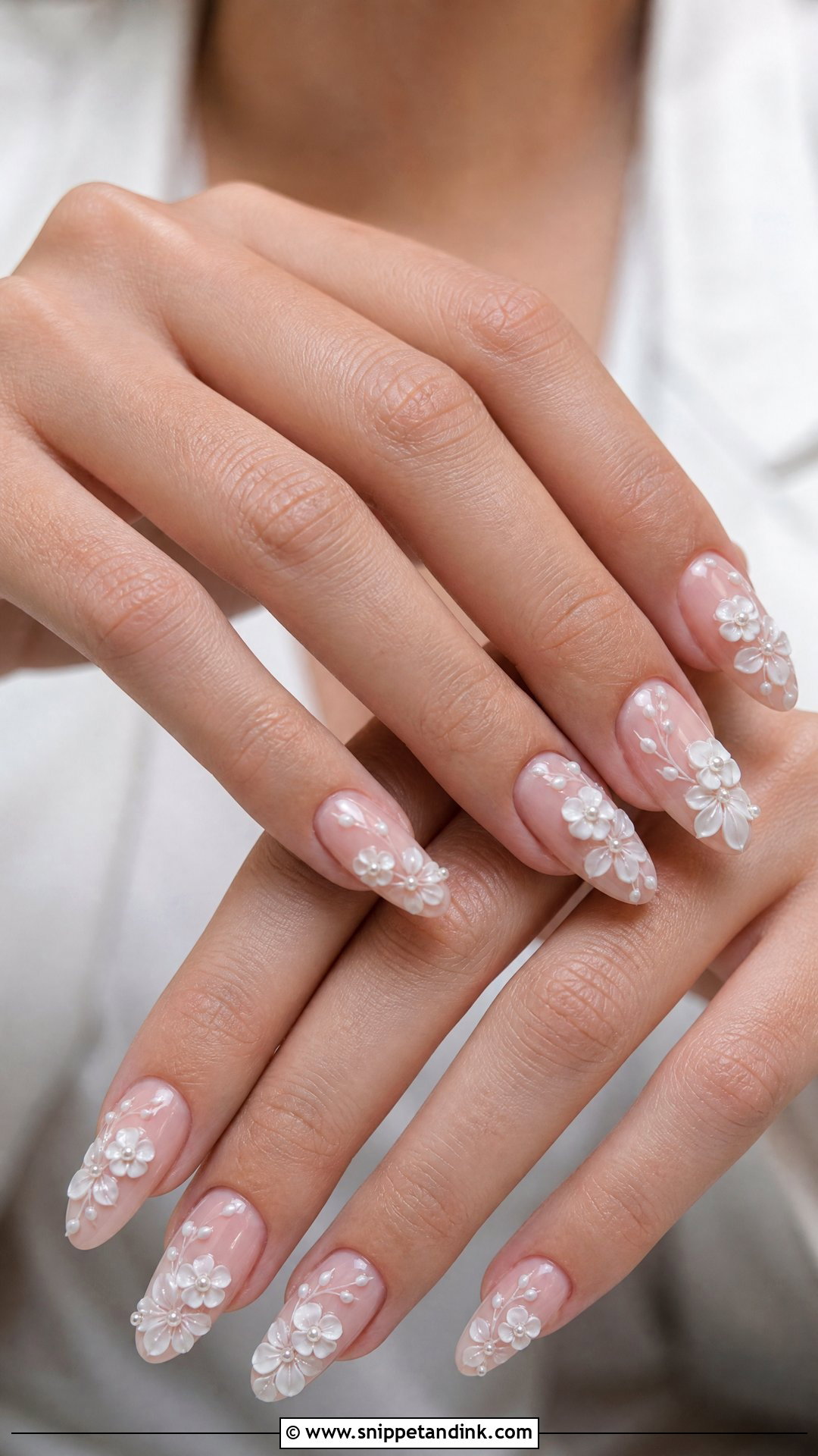 3D Flower Wedding Nails - Snippet and Ink - 35 Wedding Day Nails