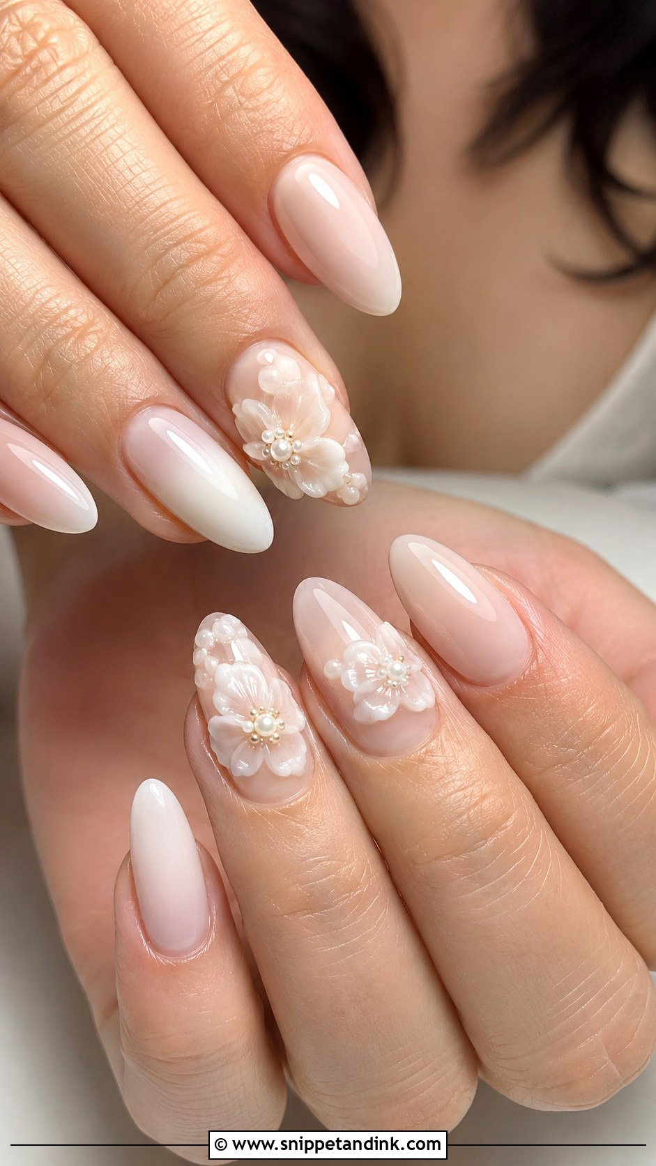 3D Flower Wedding Nails - Snippet and Ink - 20 Flower Wedding Nails