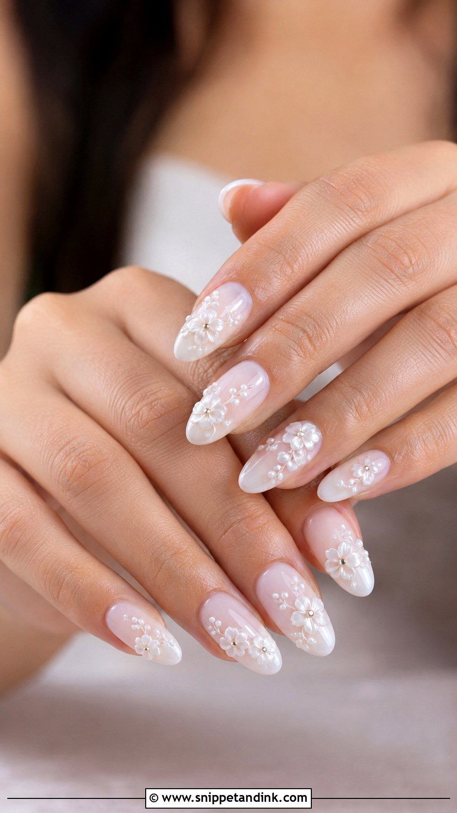 3D Flower Wedding Nails - Snippet and Ink - 20 Wedding Nail Ideas 2025