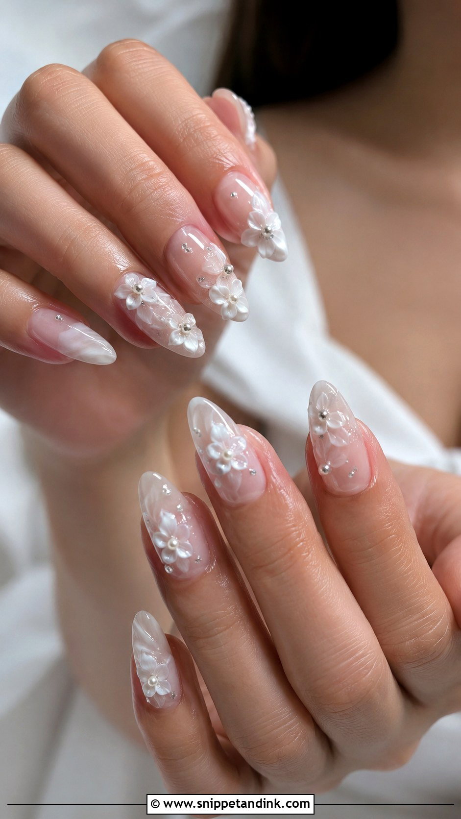3D Flower Wedding Nails - Snippet and Ink - 20 Wedding Nails with Flowers