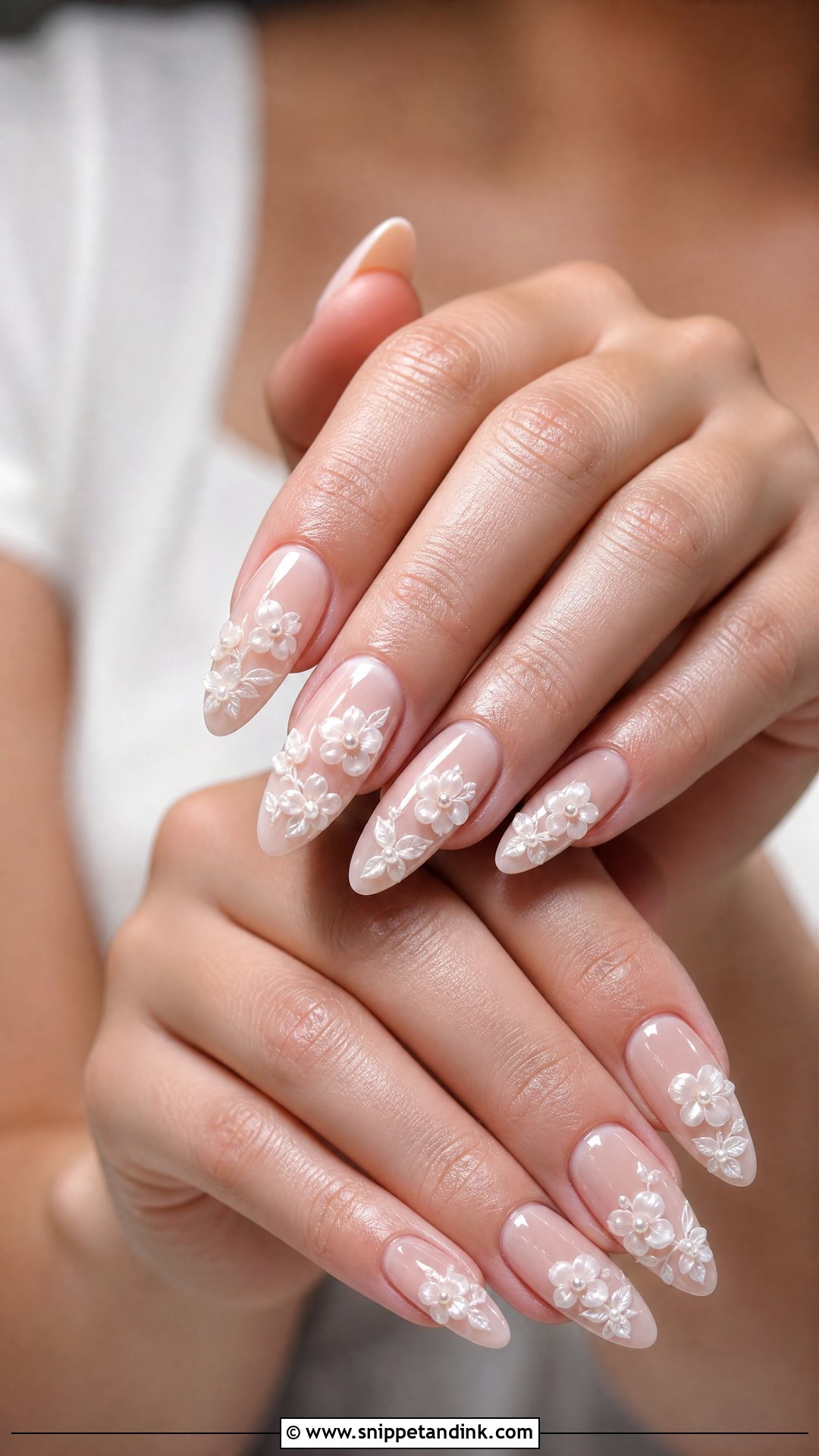 3D Flower Wedding Nails - Snippet and Ink - 25 Wedding Nails 2024