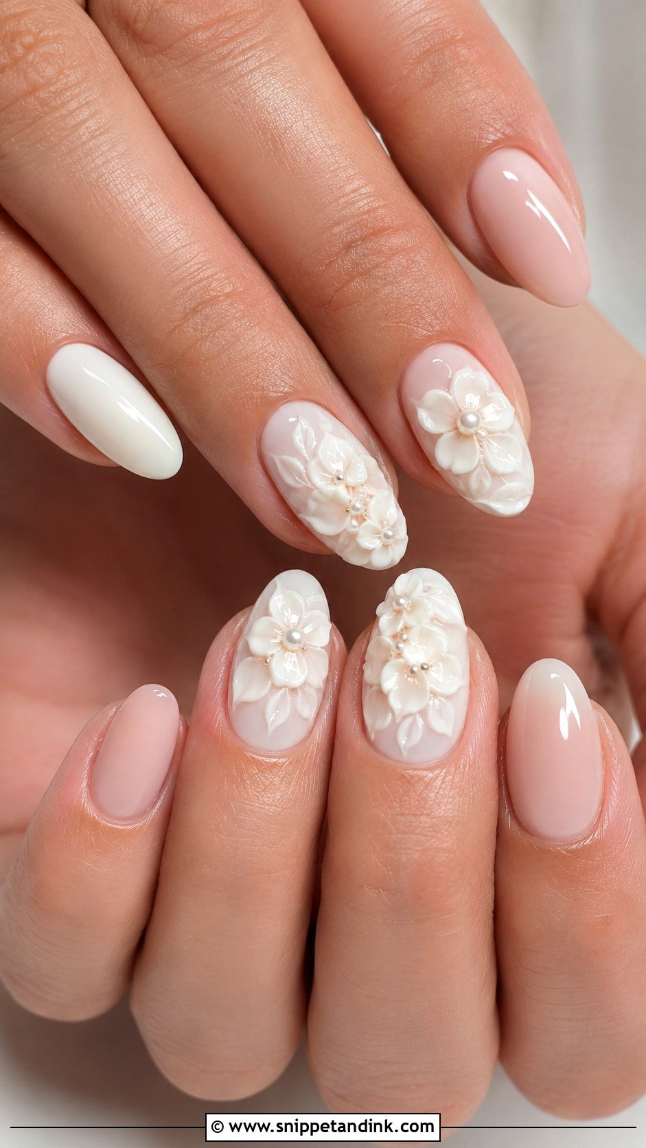 3D Flower Wedding Nails - Snippet and Ink - 20 3D Wedding Nails