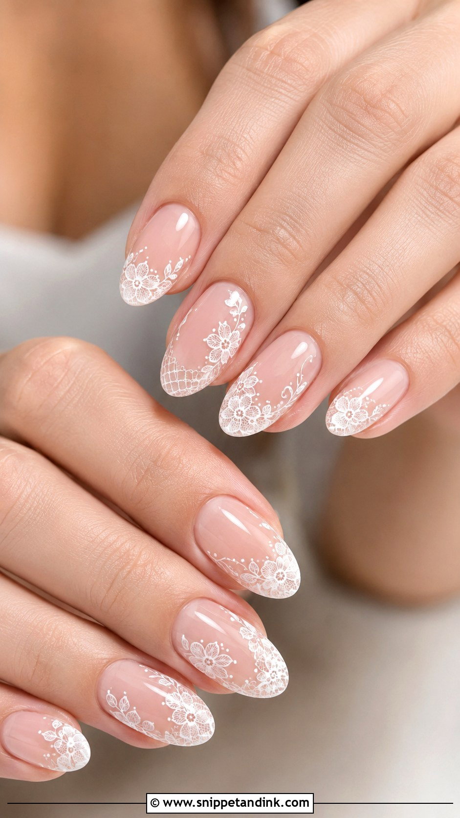 3D Lace Bridal Nails - Snippet and Ink - 20 Lace Bridal Nails