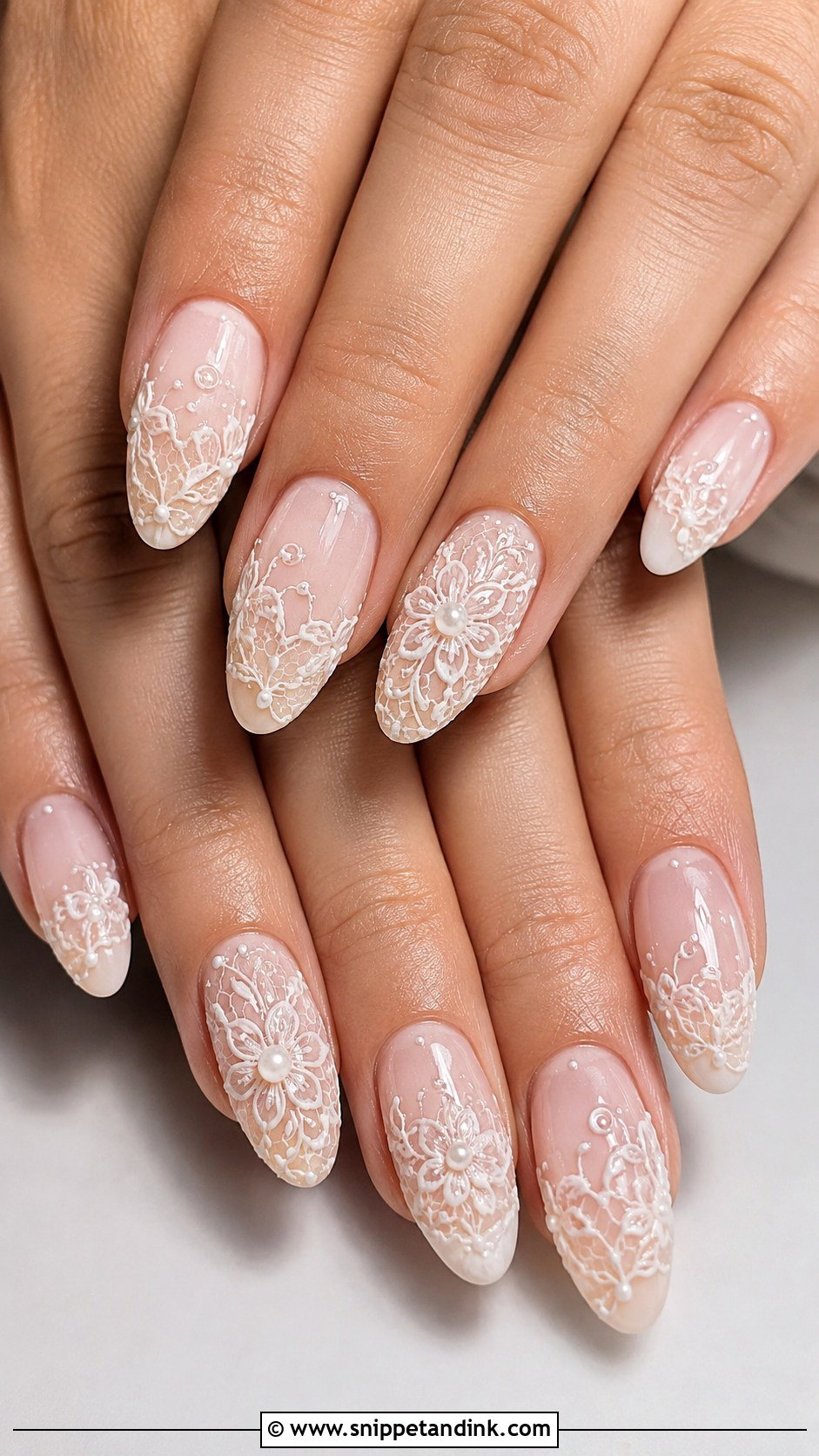 3D Lace Wedding Nails - Snippet and Ink - 20 3D Wedding Nails