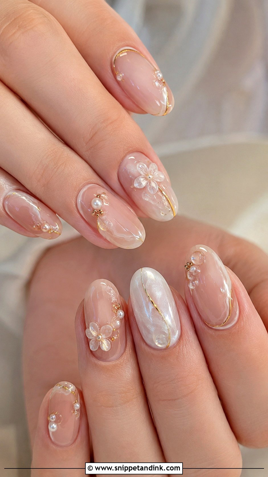 3D Nude Wedding Nails - Snippet and Ink - 20 3D Wedding Nails