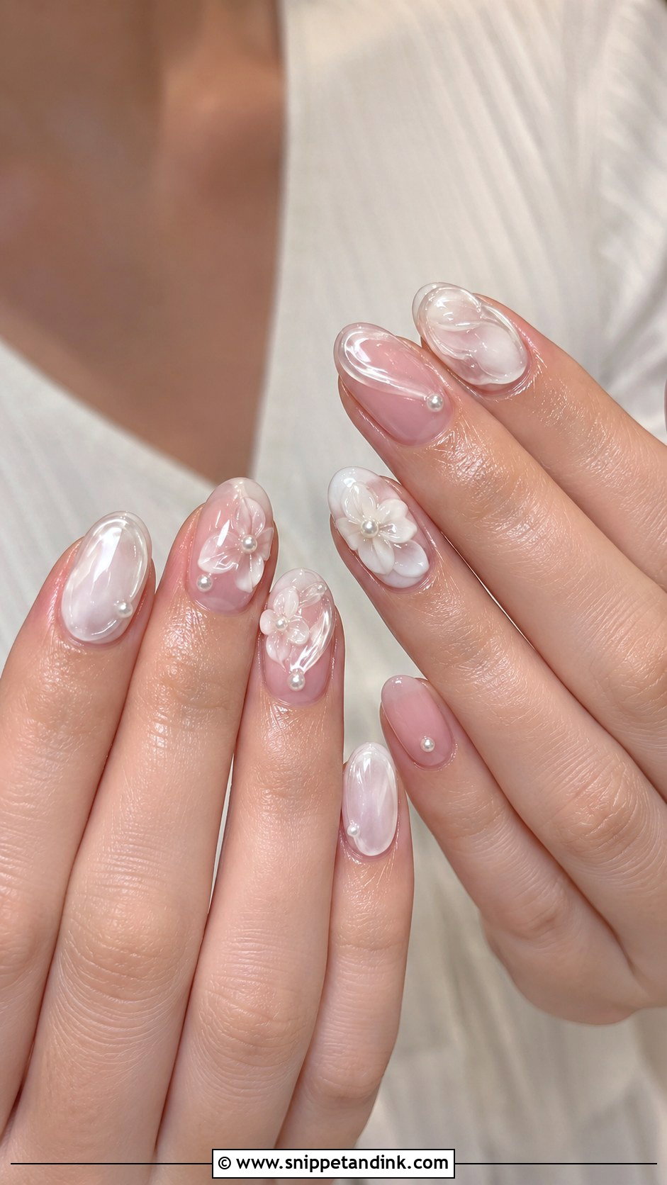 3D Oval Wedding Nails - Snippet and Ink - 20 3D Wedding Nails