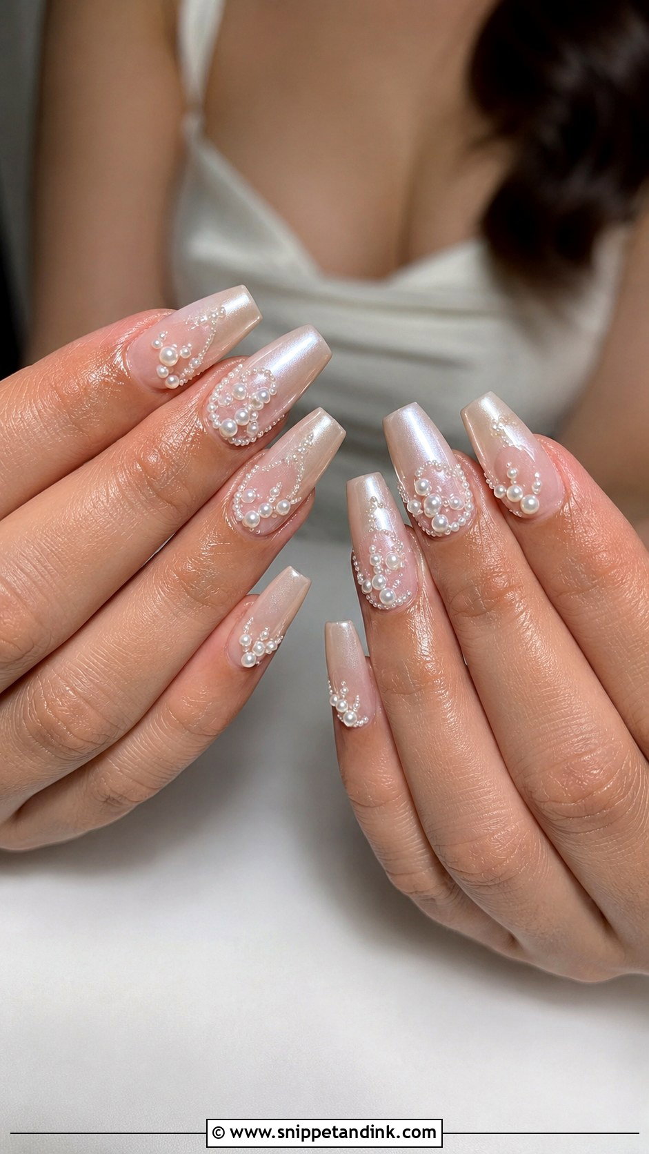 3D Pearl Bridal Nails - Snippet and Ink - 20 Pearl Bridal Nails
