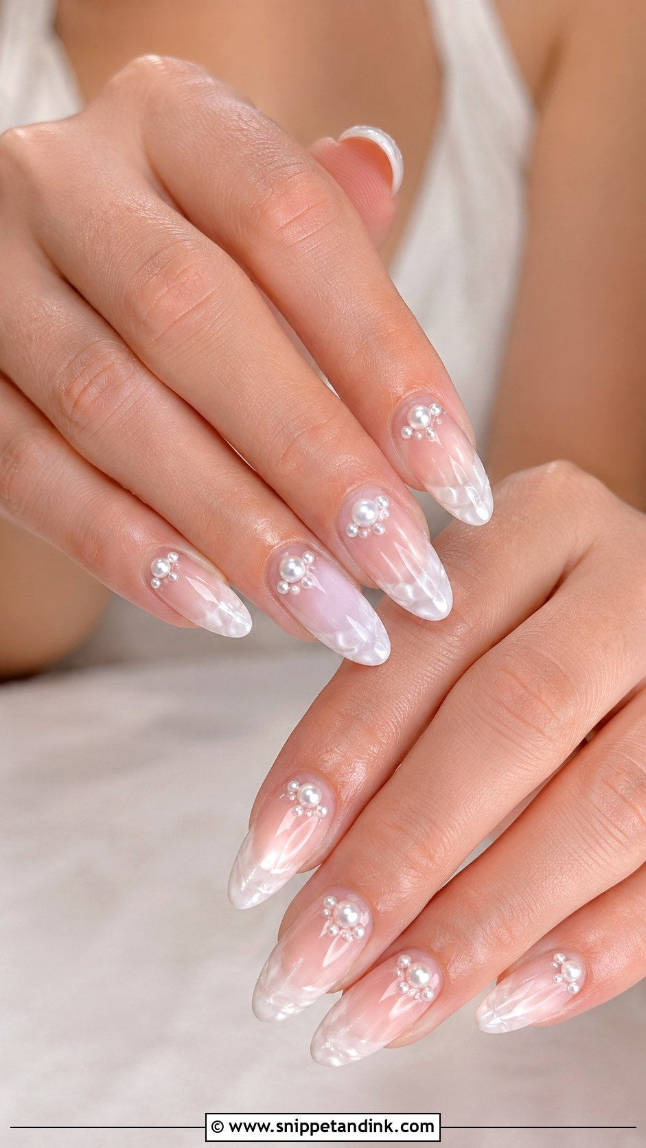 3D Pearl Wedding Nails - Snippet and Ink - 20 Wedding Nails 2025 Bride