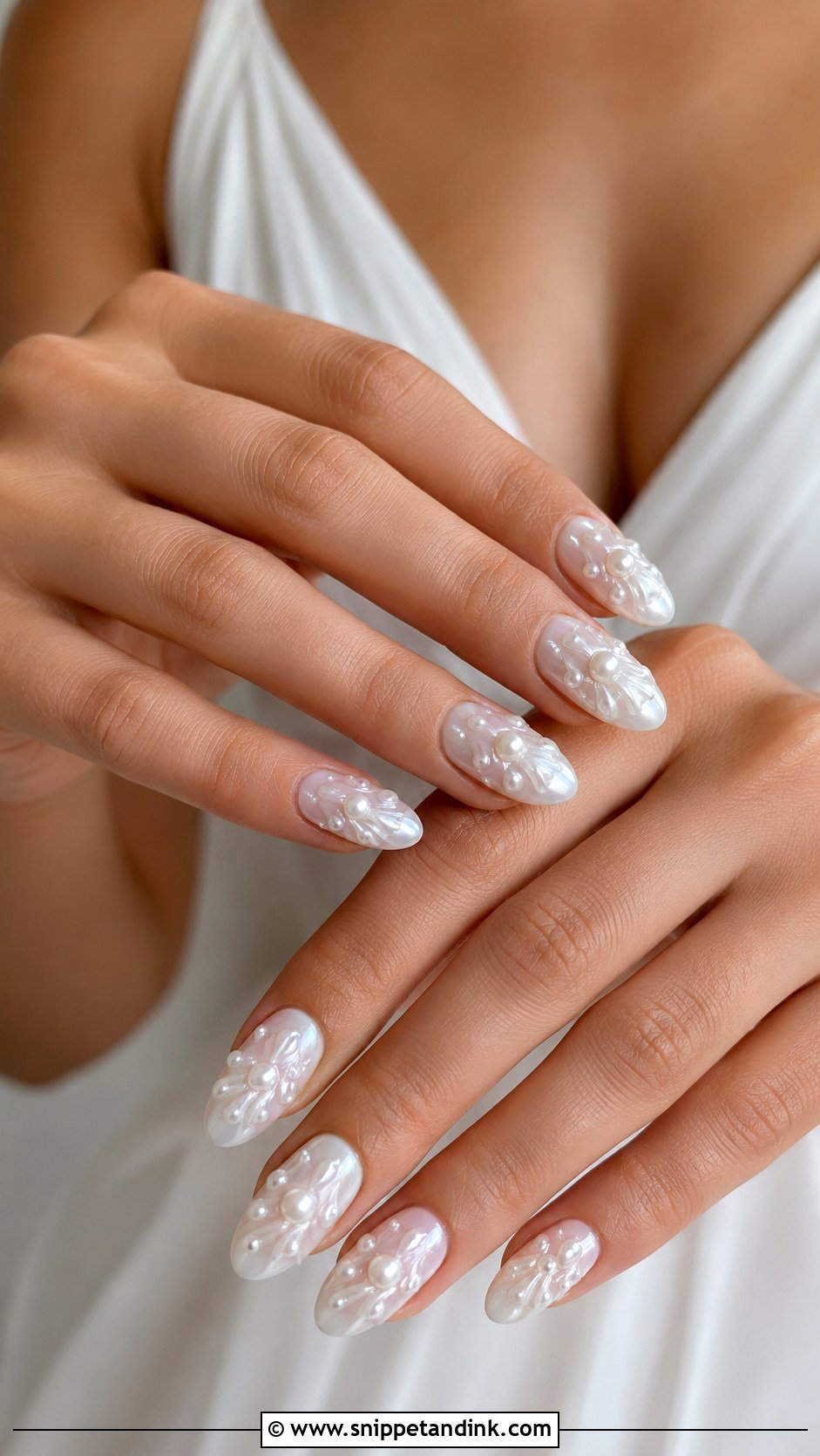 3D Pearl Wedding Nails - Snippet and Ink - 20 Wedding Nails for Bride 2025