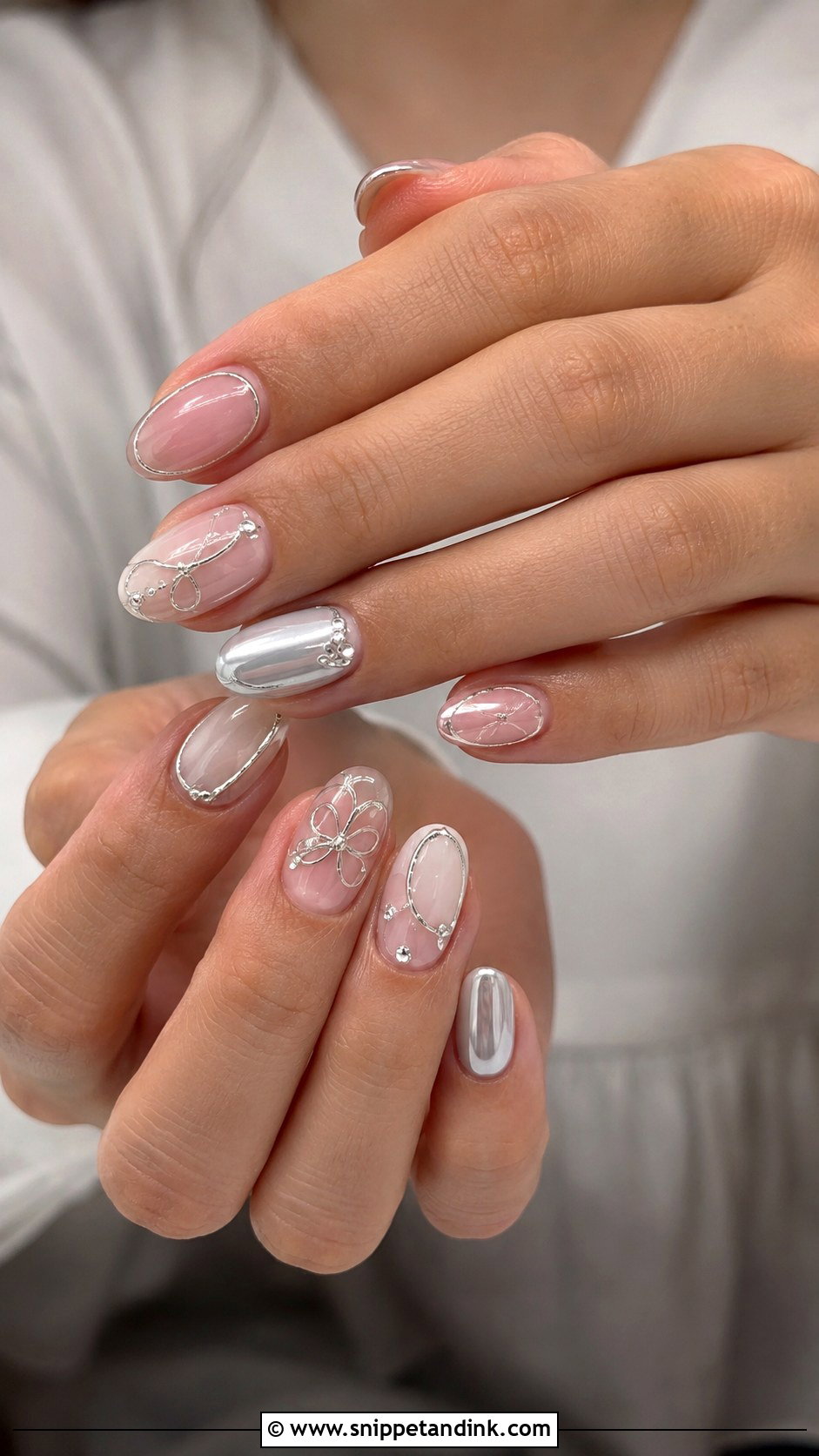 3D Silver Wedding Nails - Snippet and Ink - 20 3D Wedding Nails
