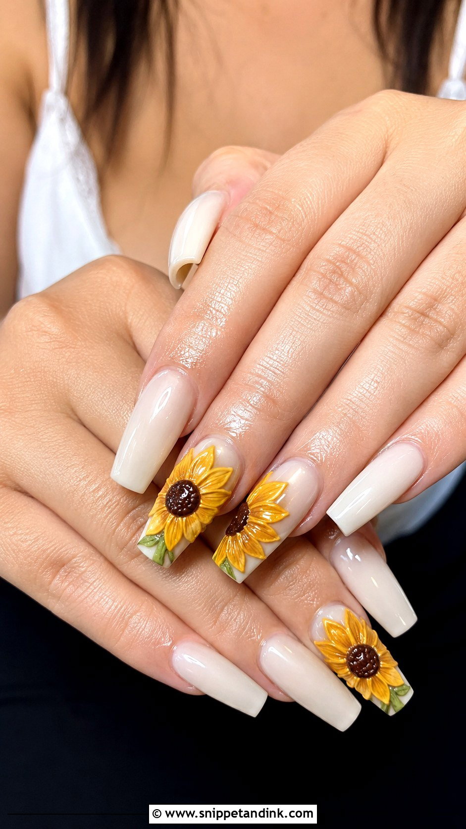 3D Sunflower Wedding Nails - Snippet and Ink - 20 Sunflower Wedding Nails