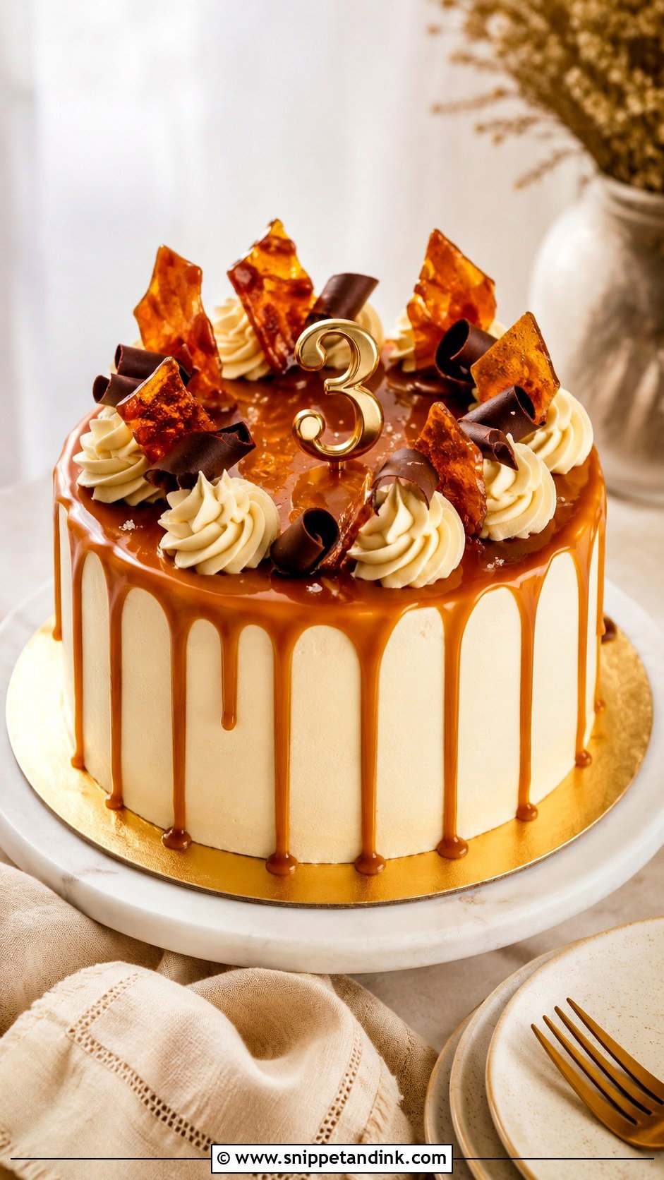 3rd Anniversary Caramel Drip Cake - Snippet and Ink - 20 3rd Anniversary Cake Ideas