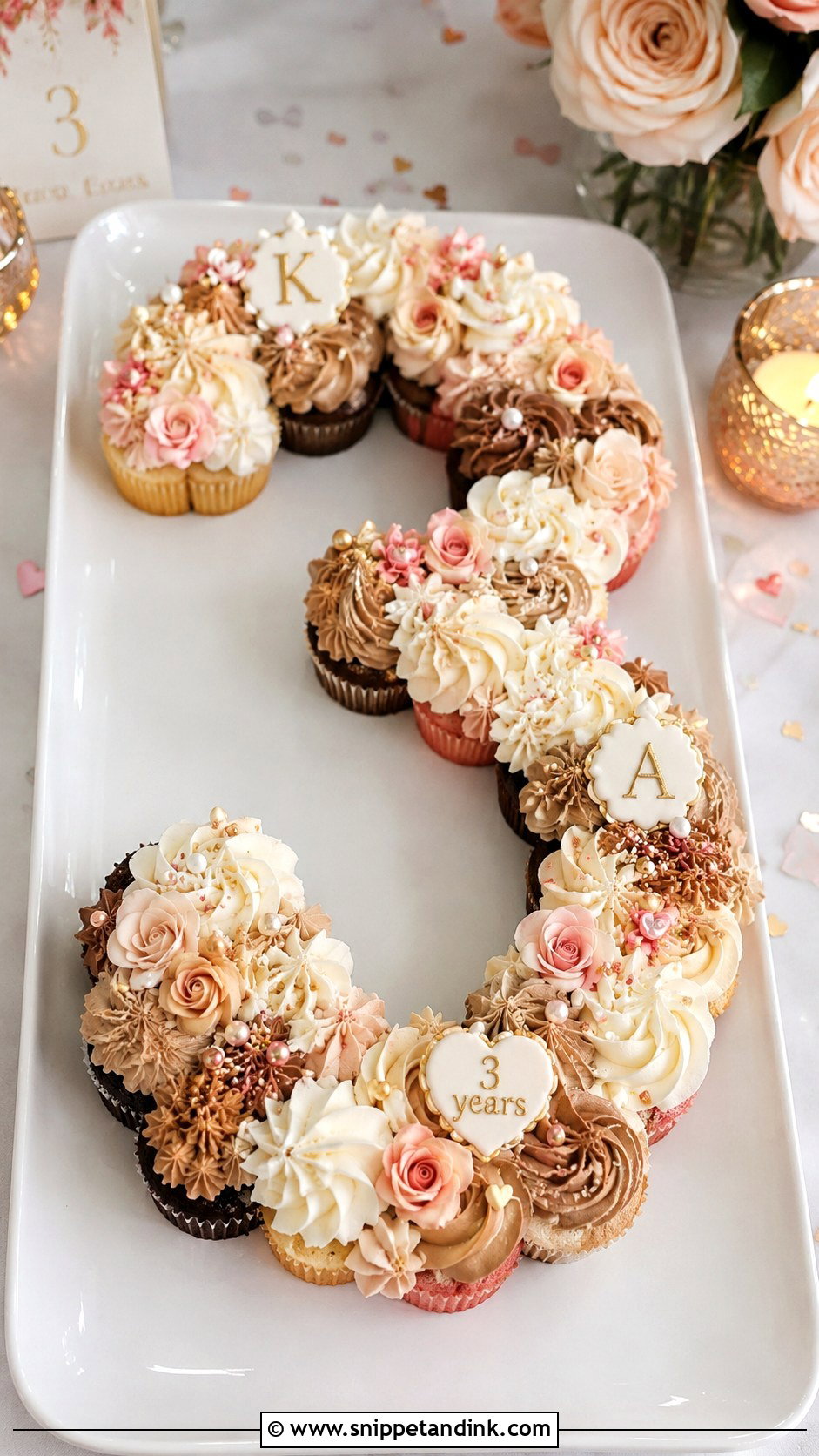 3rd Anniversary Cupcake Cake - Snippet and Ink - 20 3rd Anniversary Cake Ideas