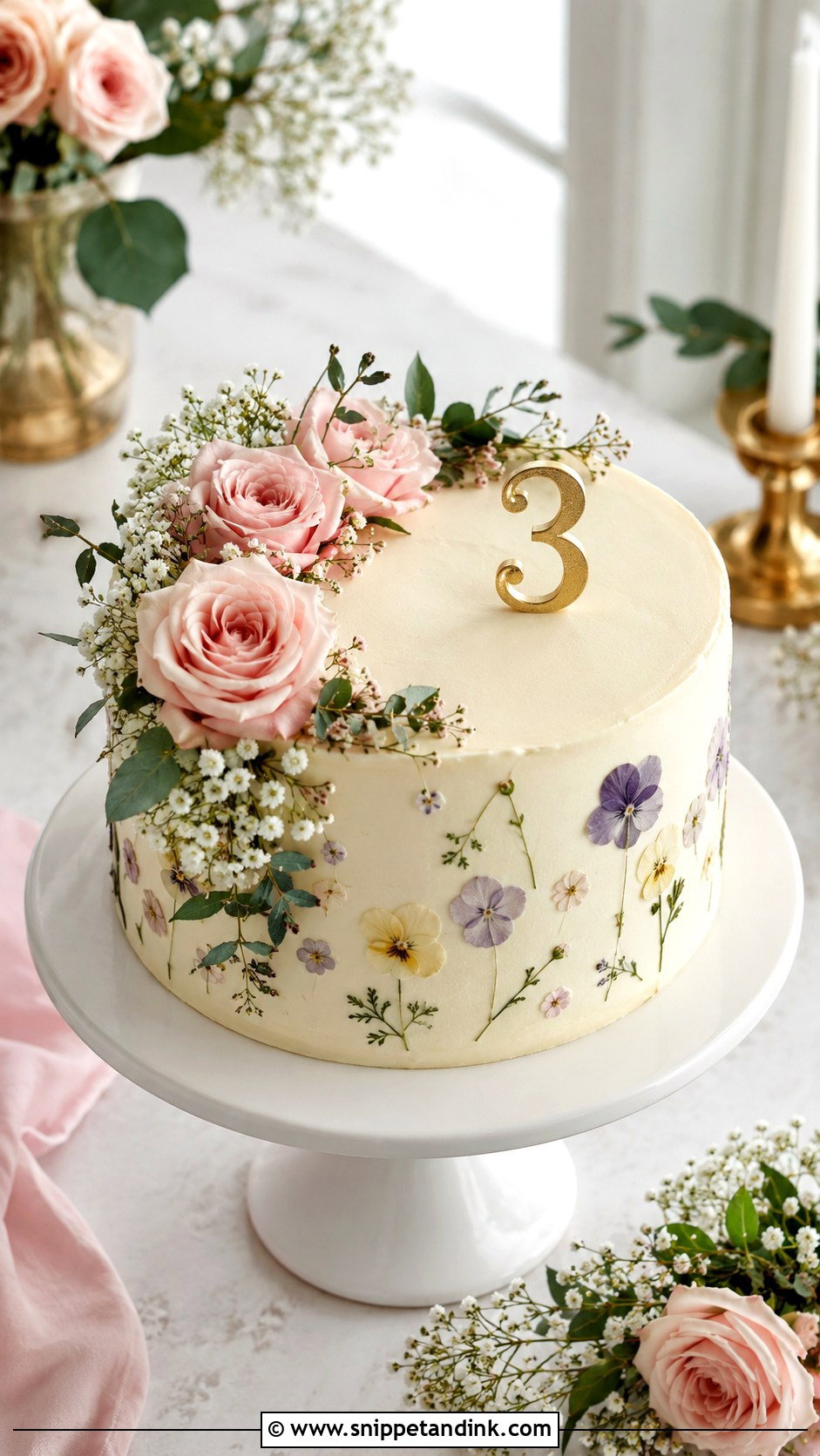 3rd Anniversary Floral Cake - Snippet and Ink - 20 3rd Anniversary Cake Ideas