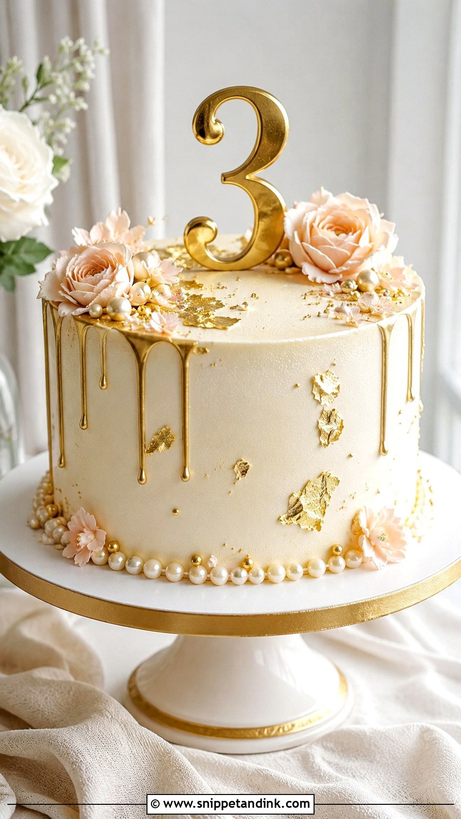 3rd Anniversary Gold Cake - Snippet and Ink - 20 3rd Anniversary Cake Ideas
