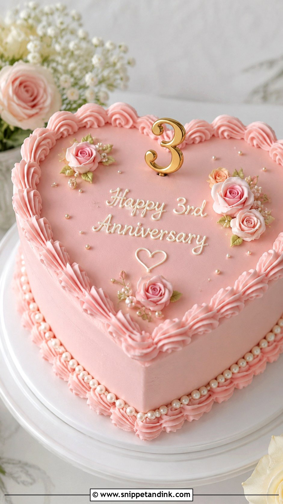3rd Anniversary Heart Cake - Snippet and Ink - 20 3rd Anniversary Cake Ideas