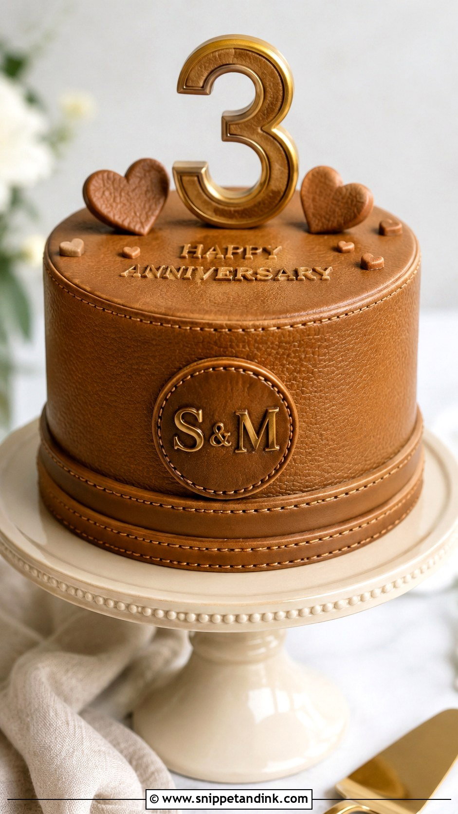 3rd Anniversary Leather Cake - Snippet and Ink - 20 3rd Anniversary Cake Ideas