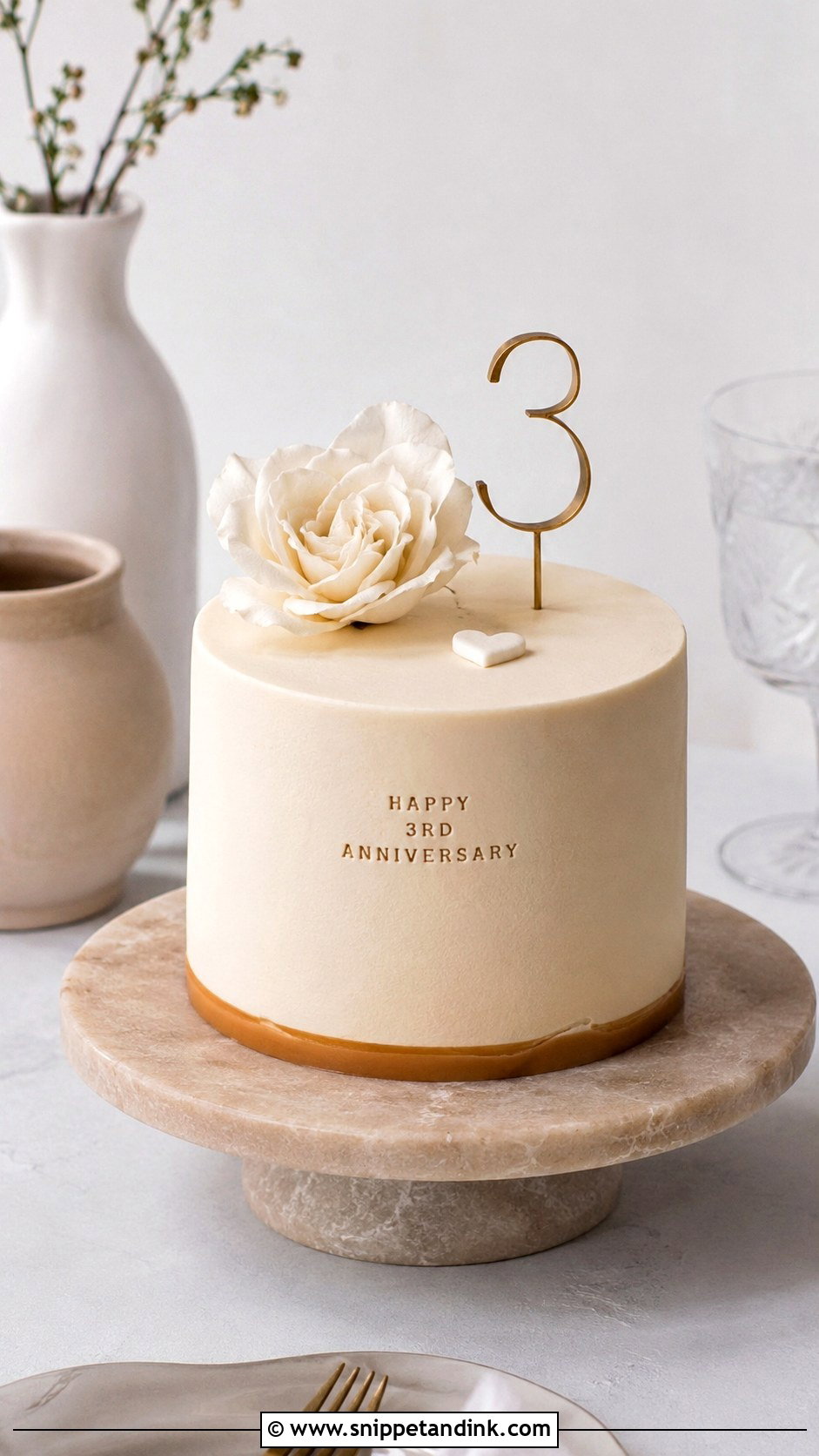 3rd Anniversary Minimalist Cake - Snippet and Ink - 20 3rd Anniversary Cake Ideas