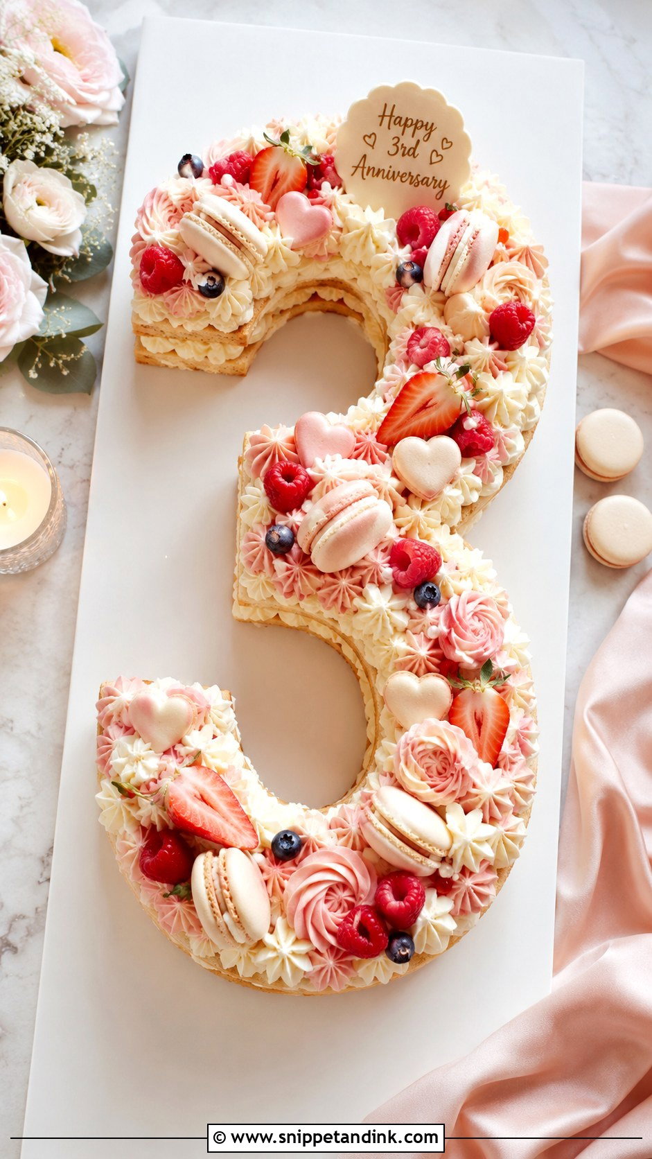 3rd Anniversary Number 3 Cake - Snippet and Ink - 20 3rd Anniversary Cake Ideas