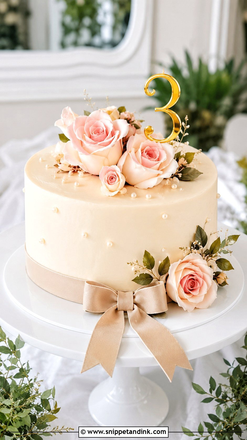 3rd Anniversary Rose Cake - Snippet and Ink - 20 3rd Anniversary Cake Ideas