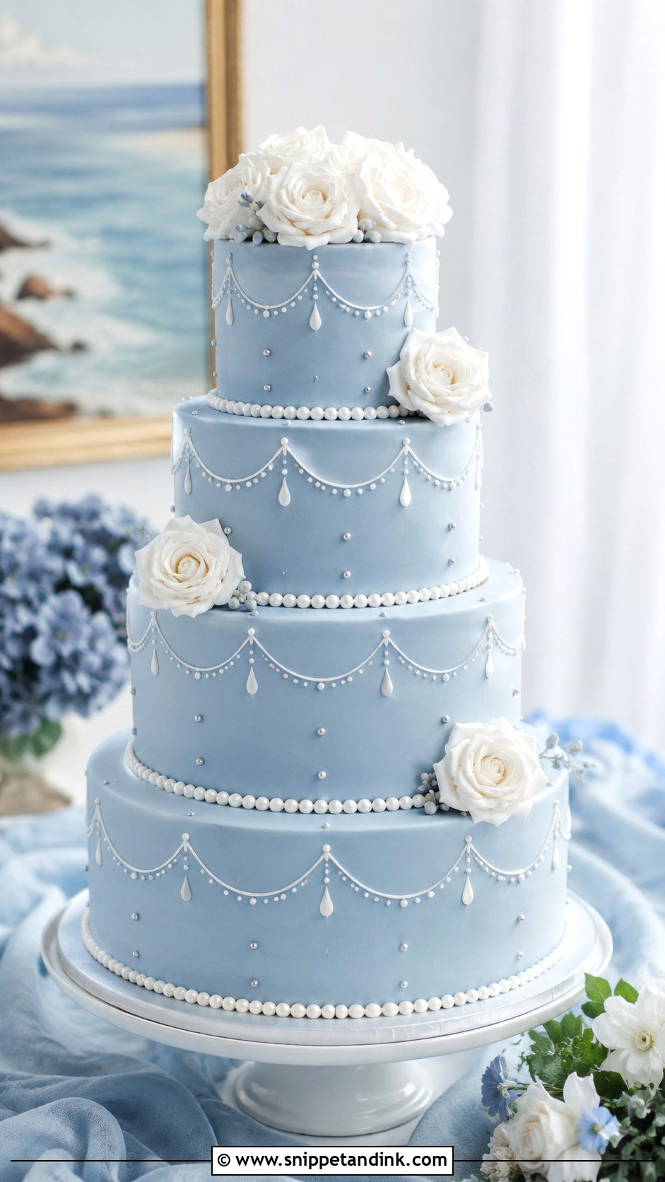 4 Tier Blue Wedding Cake - Snippet and Ink - 20 4 Tier Wedding Cake Ideas