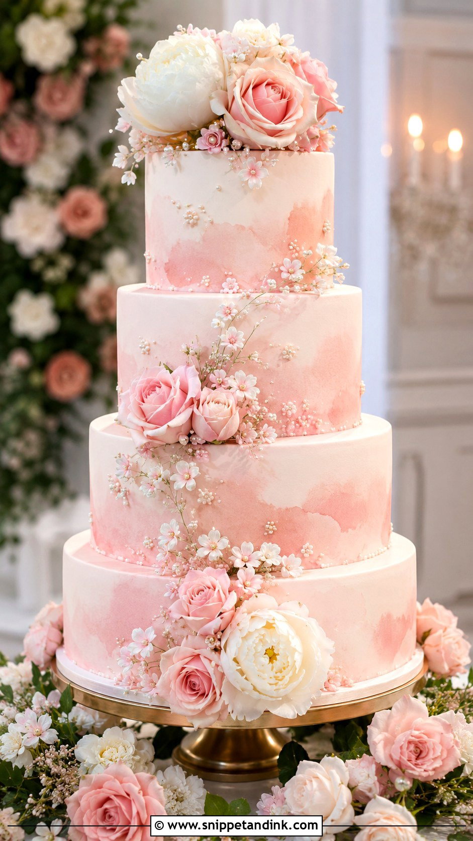 4 Tier Blush Wedding Cake - Snippet and Ink - 20 4 Tier Wedding Cake Ideas