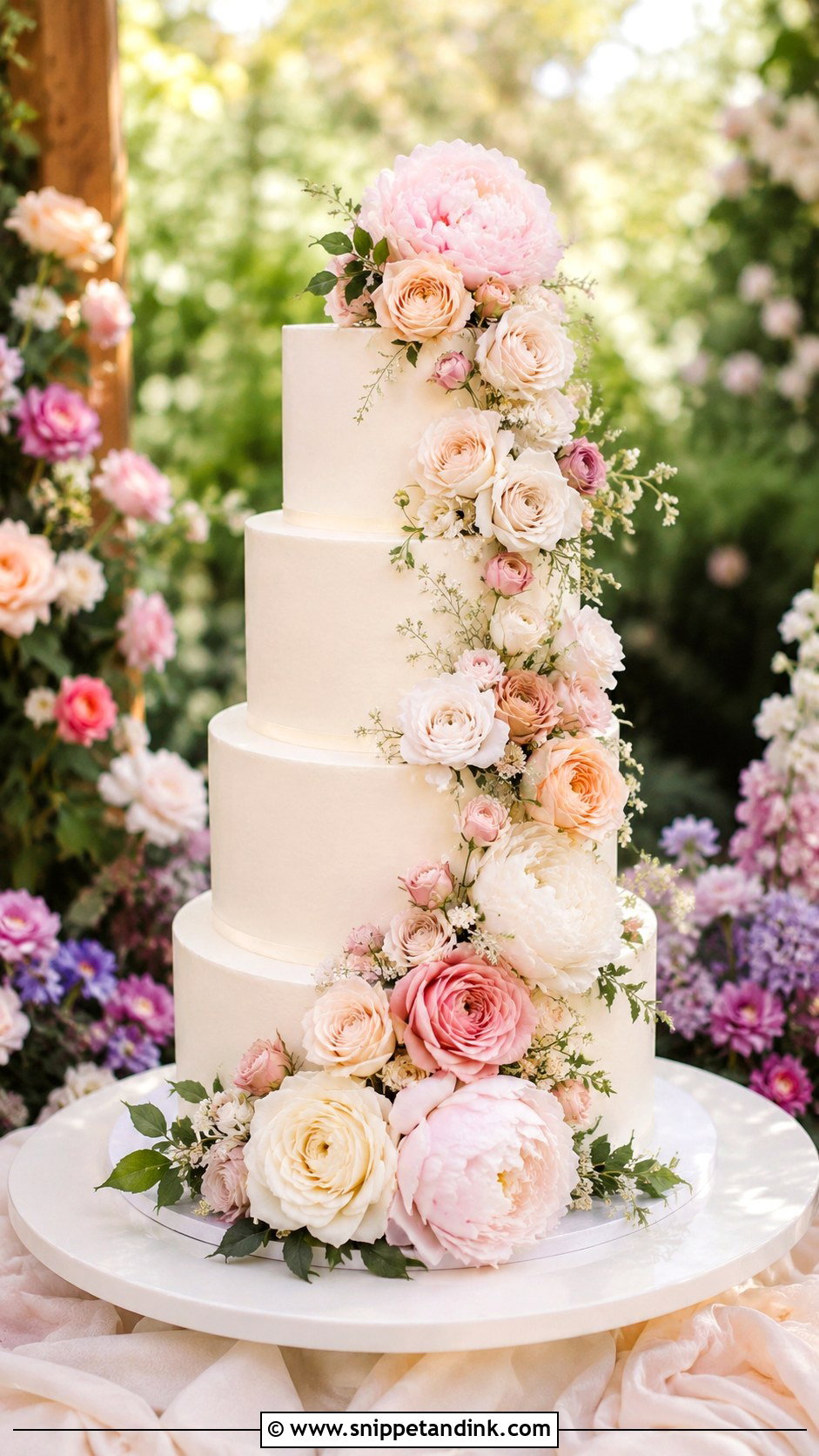 4 Tier Floral Wedding Cake - Snippet and Ink - 20 4 Tier Wedding Cake Ideas