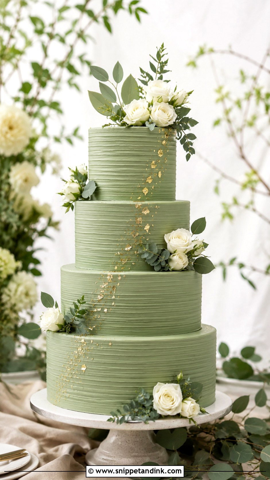 4 Tier Green Wedding Cake - Snippet and Ink - 20 4 Tier Wedding Cake Ideas