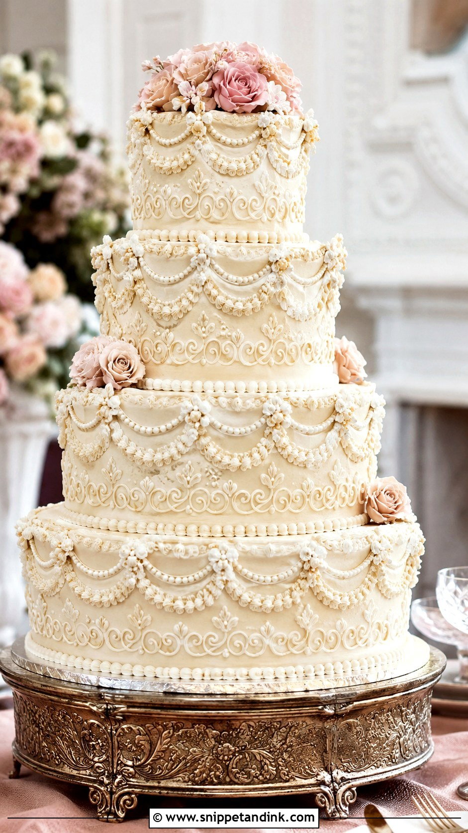 4 Tier Lambeth Wedding Cake - Snippet and Ink - 20 4 Tier Wedding Cake Ideas