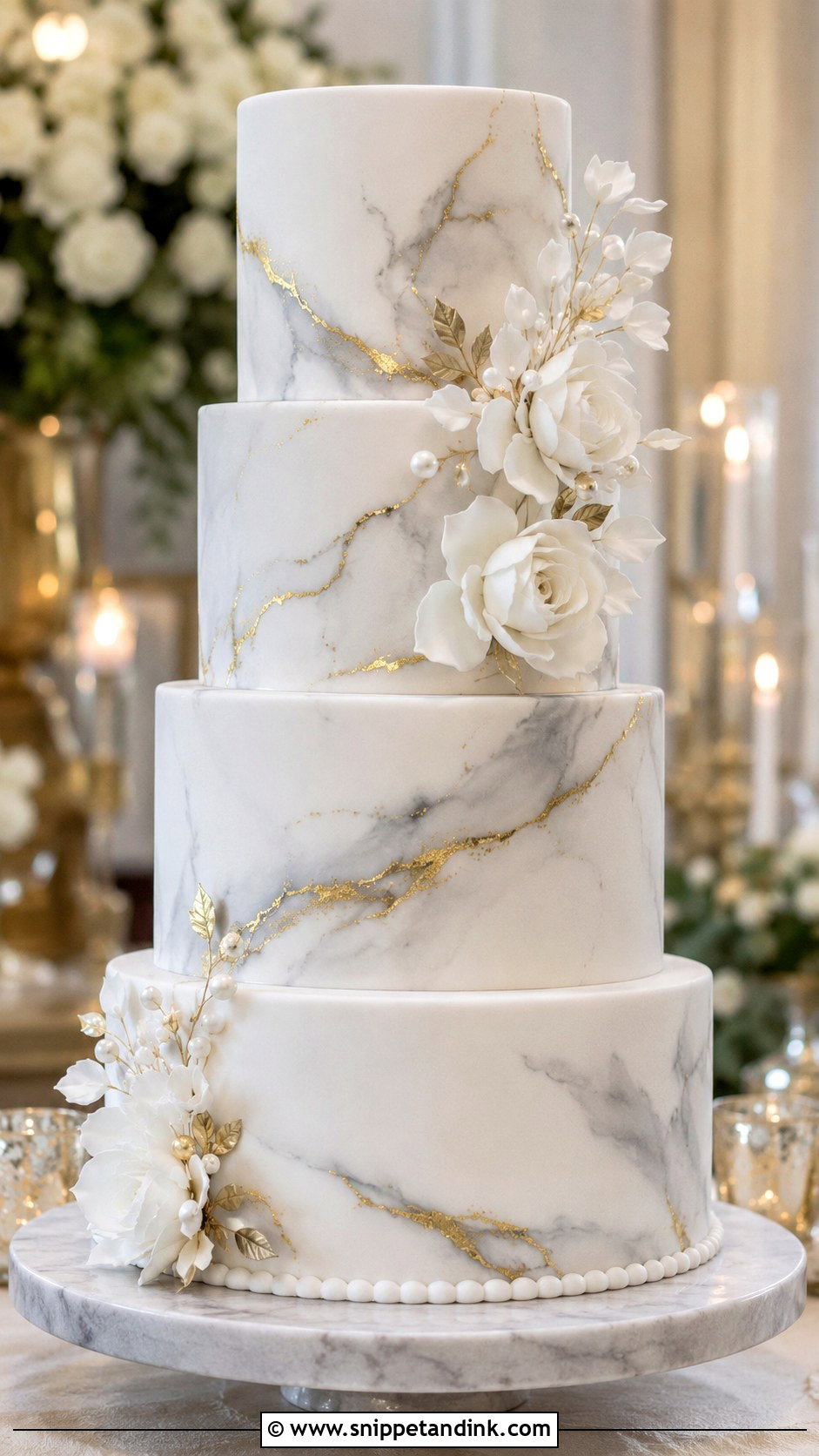 4 Tier Marble Wedding Cake - Snippet and Ink - 20 4 Tier Wedding Cake Ideas