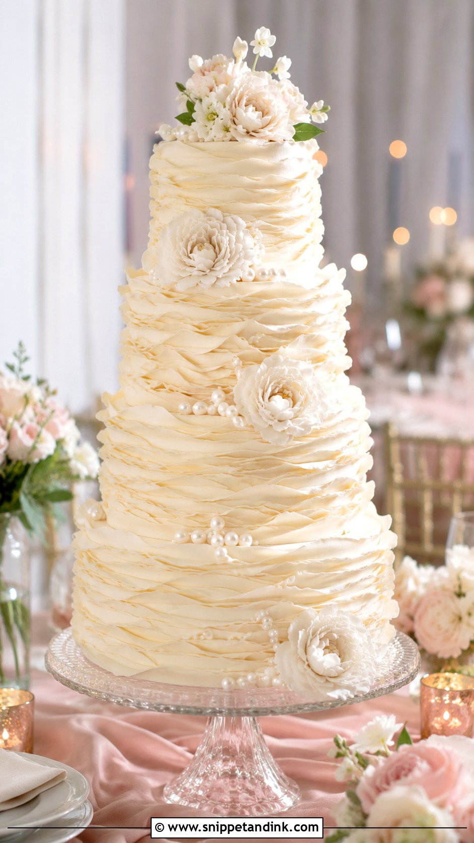 4 Tier Ruffle Wedding Cake - Snippet and Ink - 20 4 Tier Wedding Cake Ideas