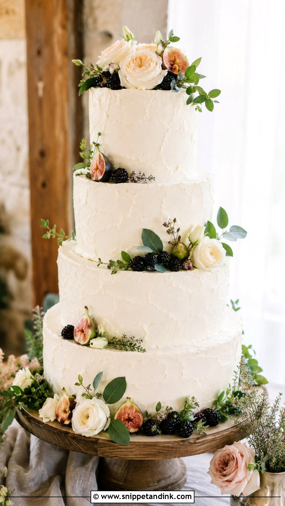 4 Tier Rustic Wedding Cake - Snippet and Ink - 20 4 Tier Wedding Cake Ideas