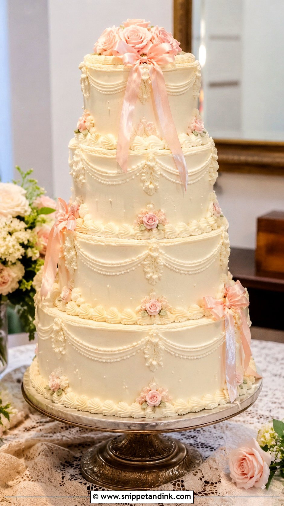 4 Tier Vintage Wedding Cake - Snippet and Ink - 20 4 Tier Wedding Cake Ideas