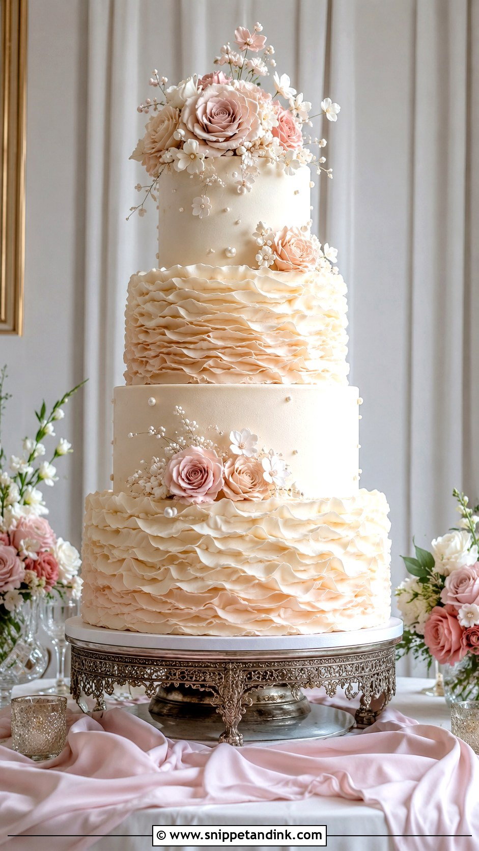 4 Tier Wedding Cake With Ruffles - Snippet and Ink - 20 4 Tiered Wedding Cakes